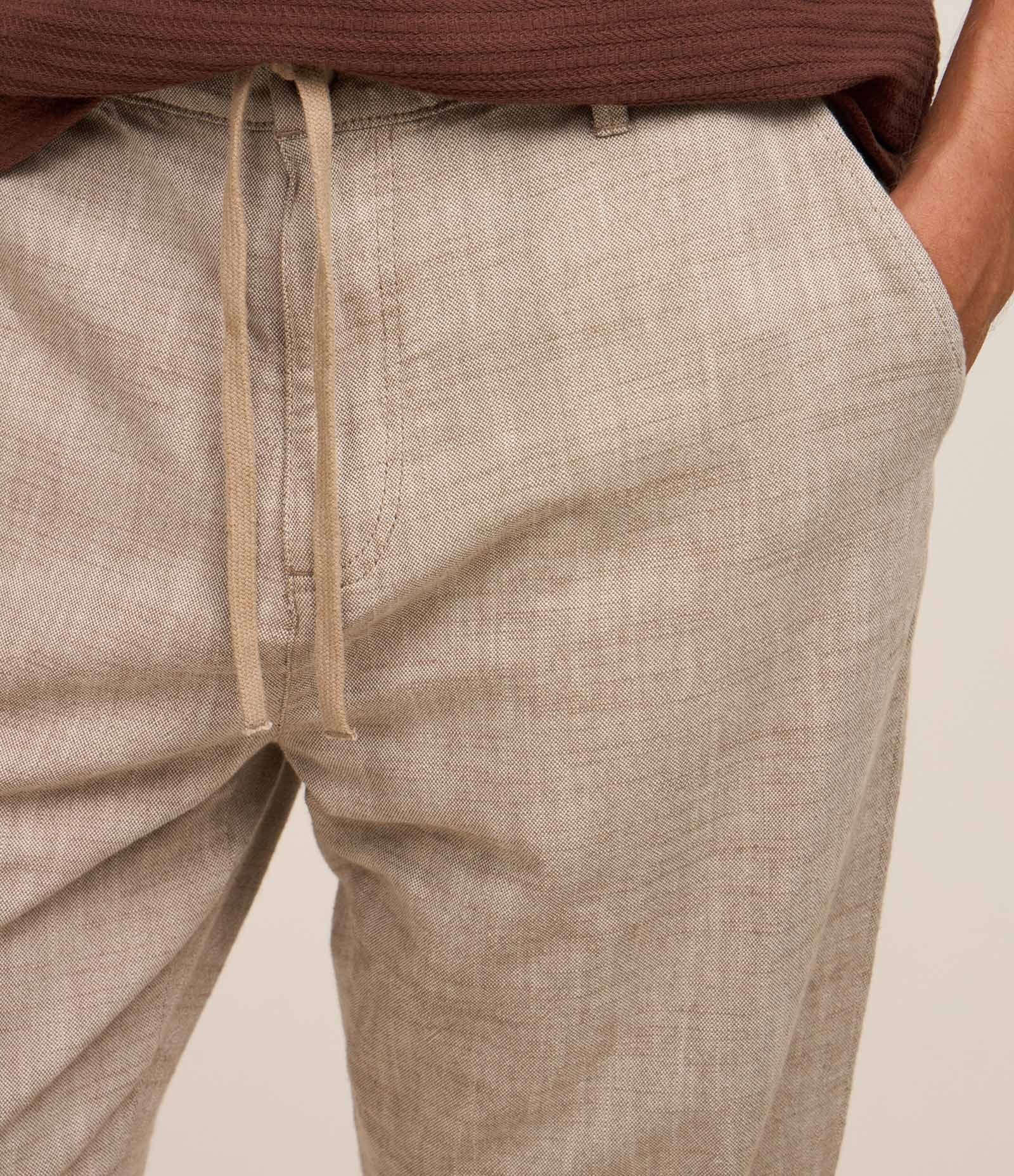 Calça Relaxed Oxford em Algodão Bege Médio 4