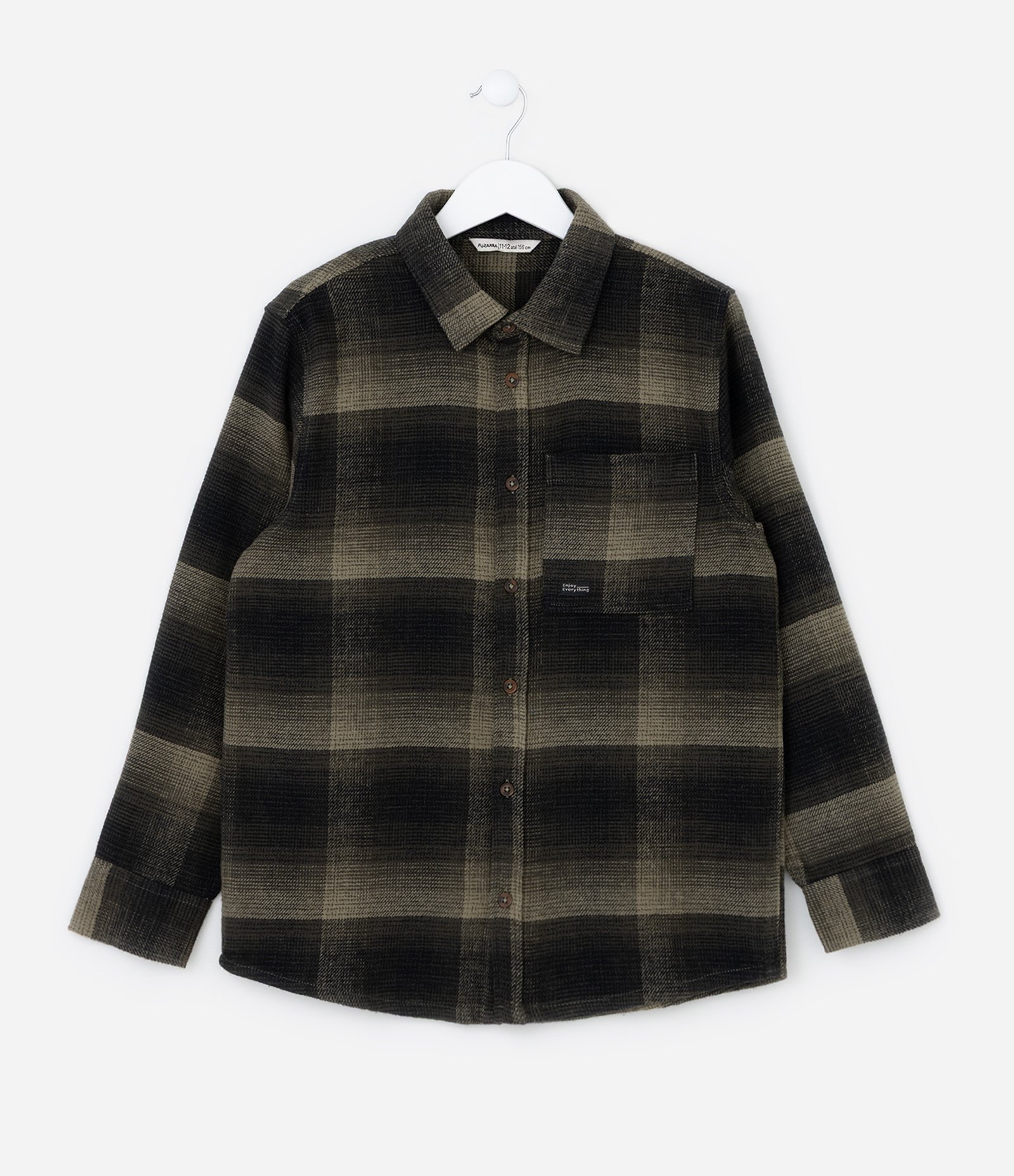 Camisa Infantil em Flanela com Estampa Xadrez - Tam 5 a 14 Anos Verde 1