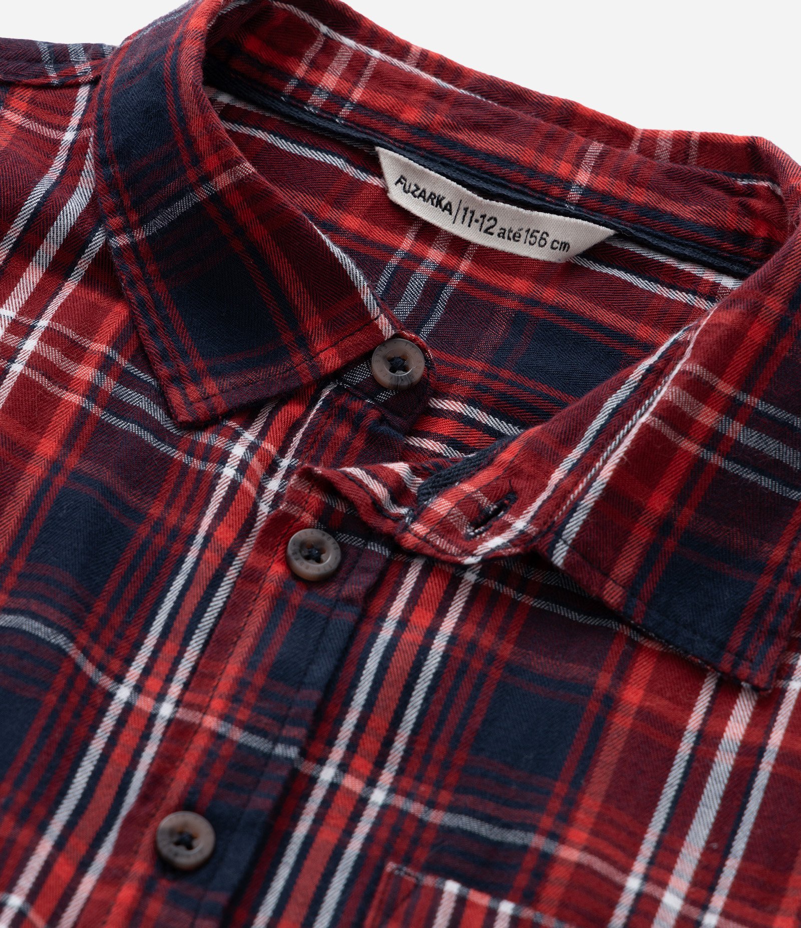 Camisa Infantil em Flanela com Estampa Xadrez - Tam 5 a 14 Anos Vermelho/Azul 4