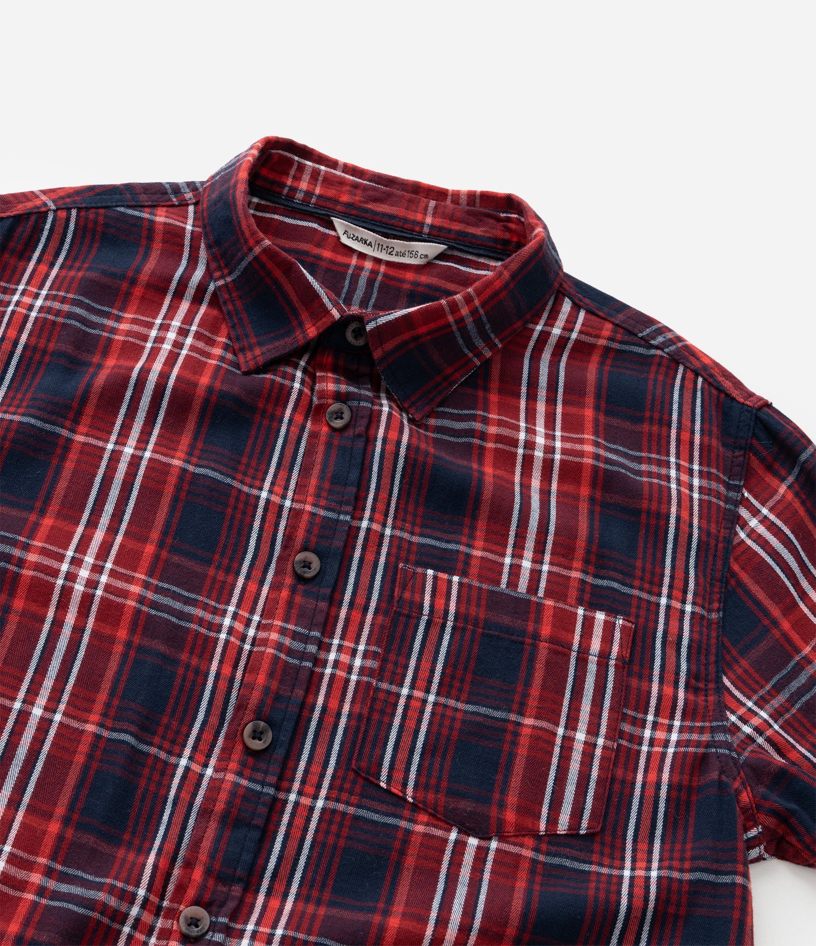 Camisa Infantil em Flanela com Estampa Xadrez - Tam 5 a 14 Anos Vermelho/Azul 5