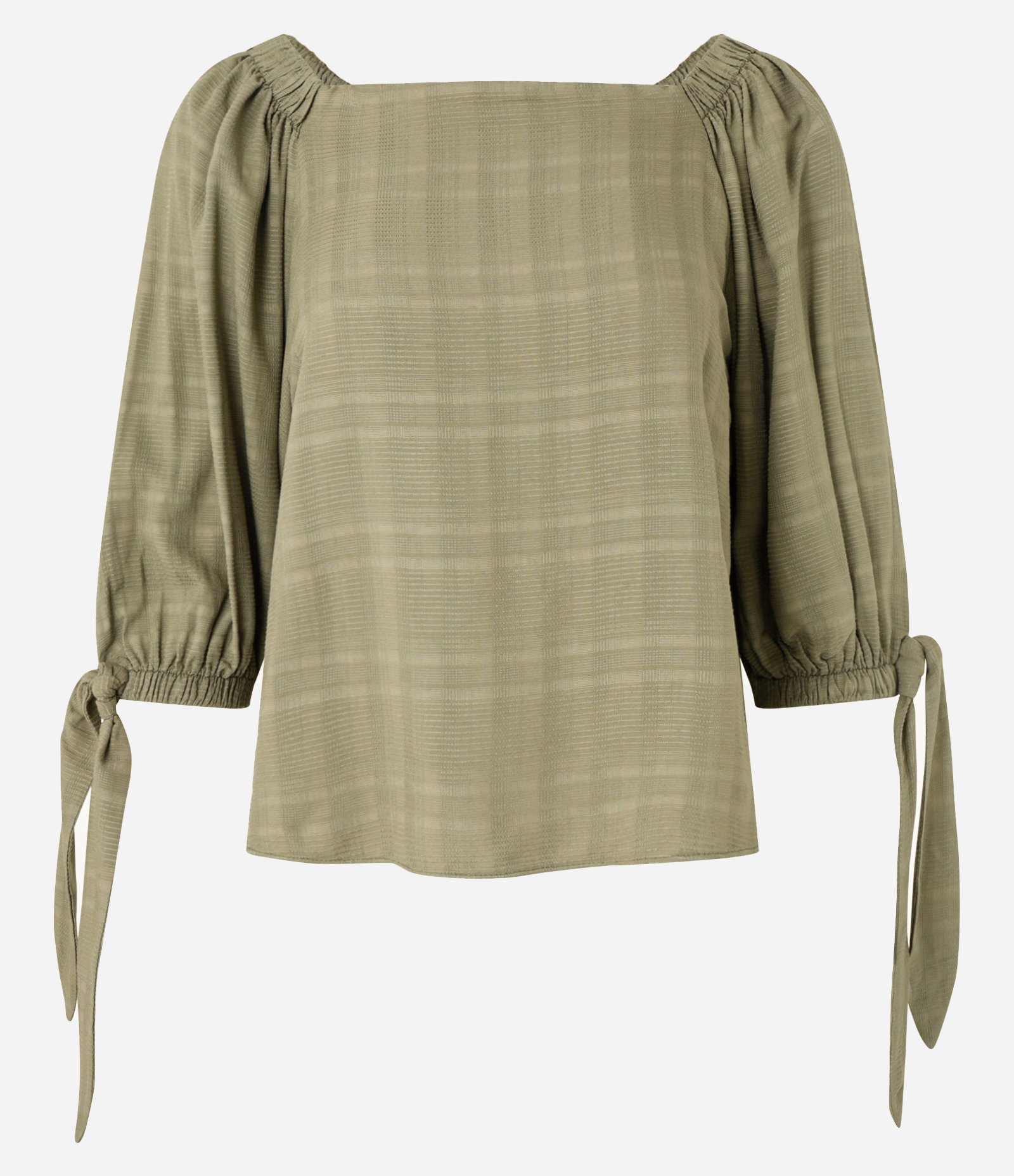 Blusa Texturizada em Viscose com Decote Quadrado Verde 5