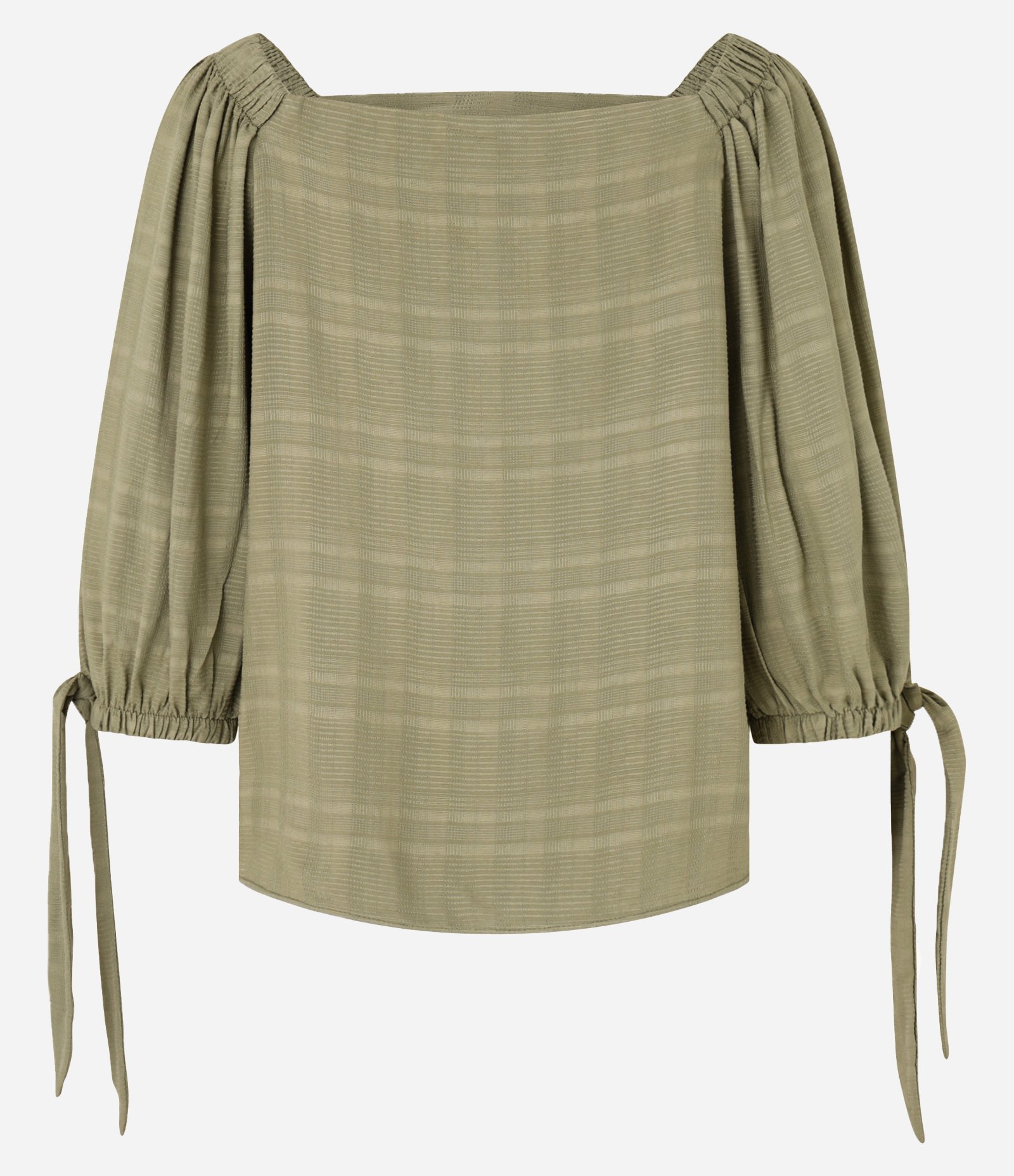 Blusa Texturizada em Viscose com Decote Quadrado Verde 7