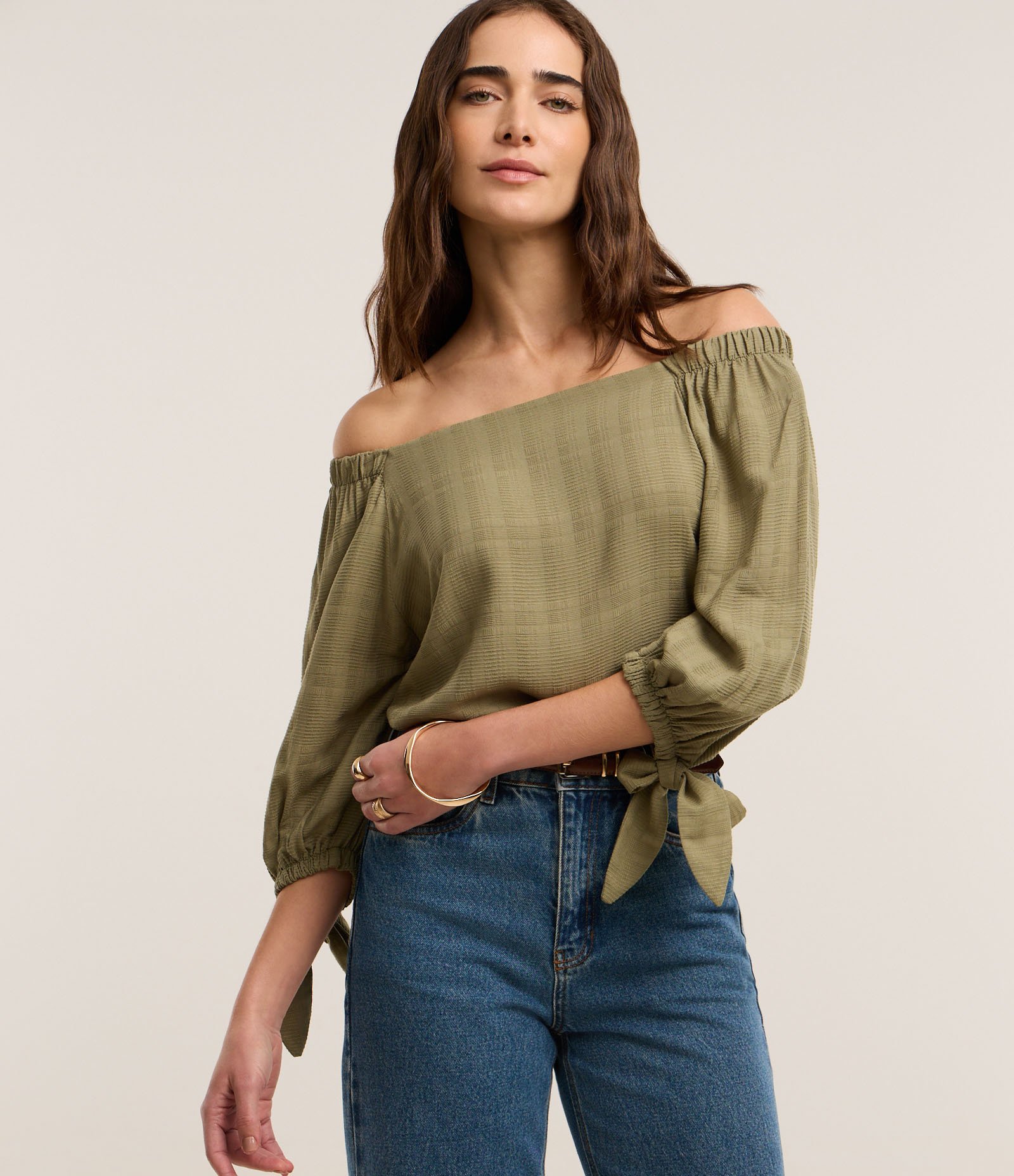 Blusa Texturizada em Viscose com Decote Quadrado Verde 1