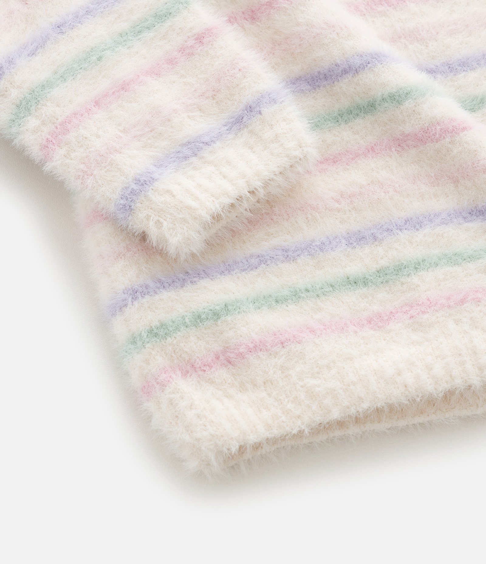 Casaco Infantil em Chenille com Listras e Coração Bordado – Tam 0 a 18 Meses Off White 4