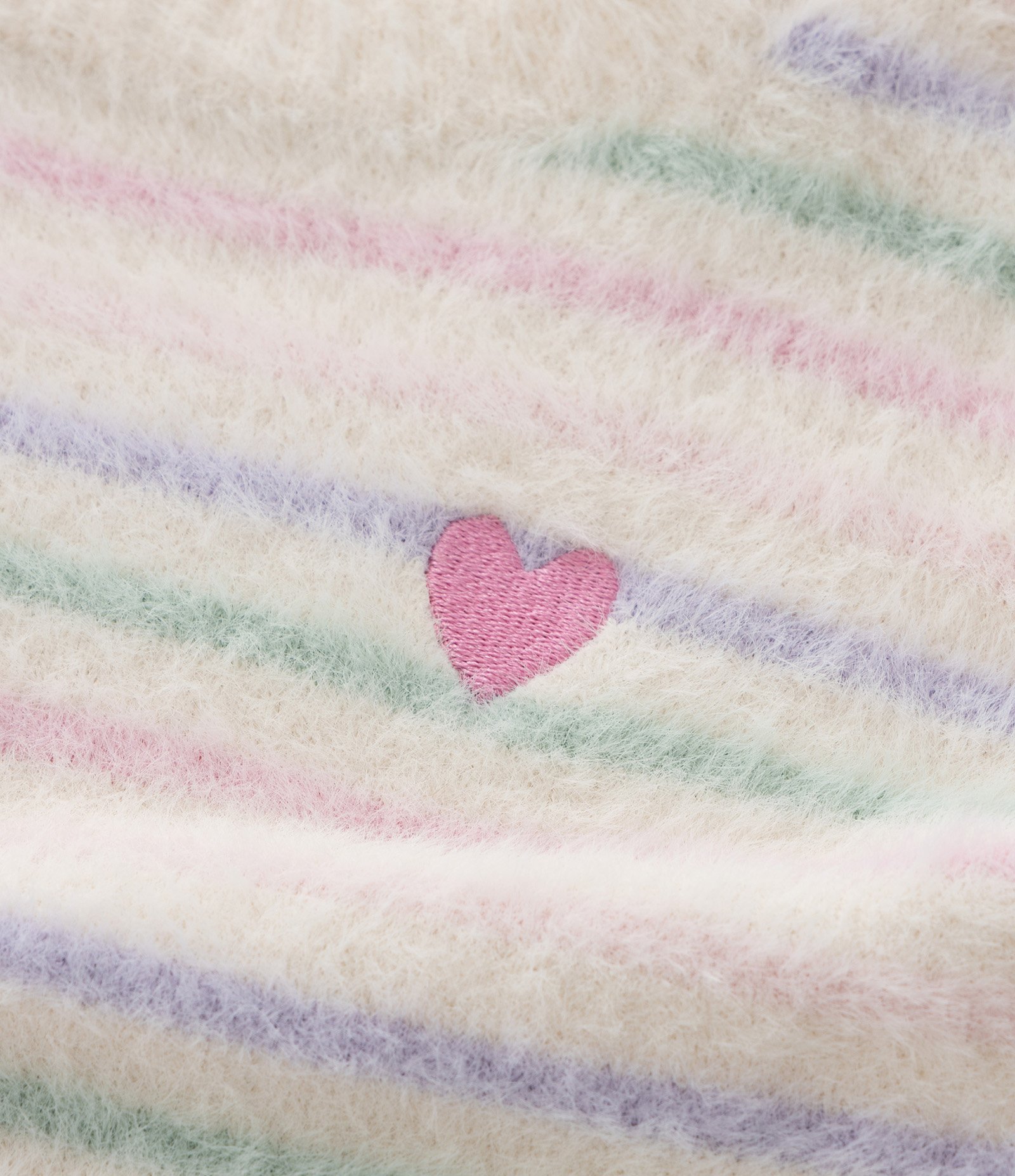 Casaco Infantil em Chenille com Listras e Coração Bordado – Tam 0 a 18 Meses Off White 6