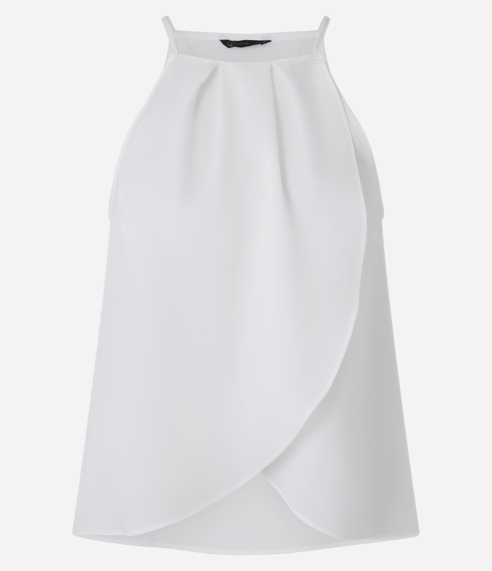 Blusa Sem Manga em Crepe com Gola Halter e Frontal Transpassada Branco 5