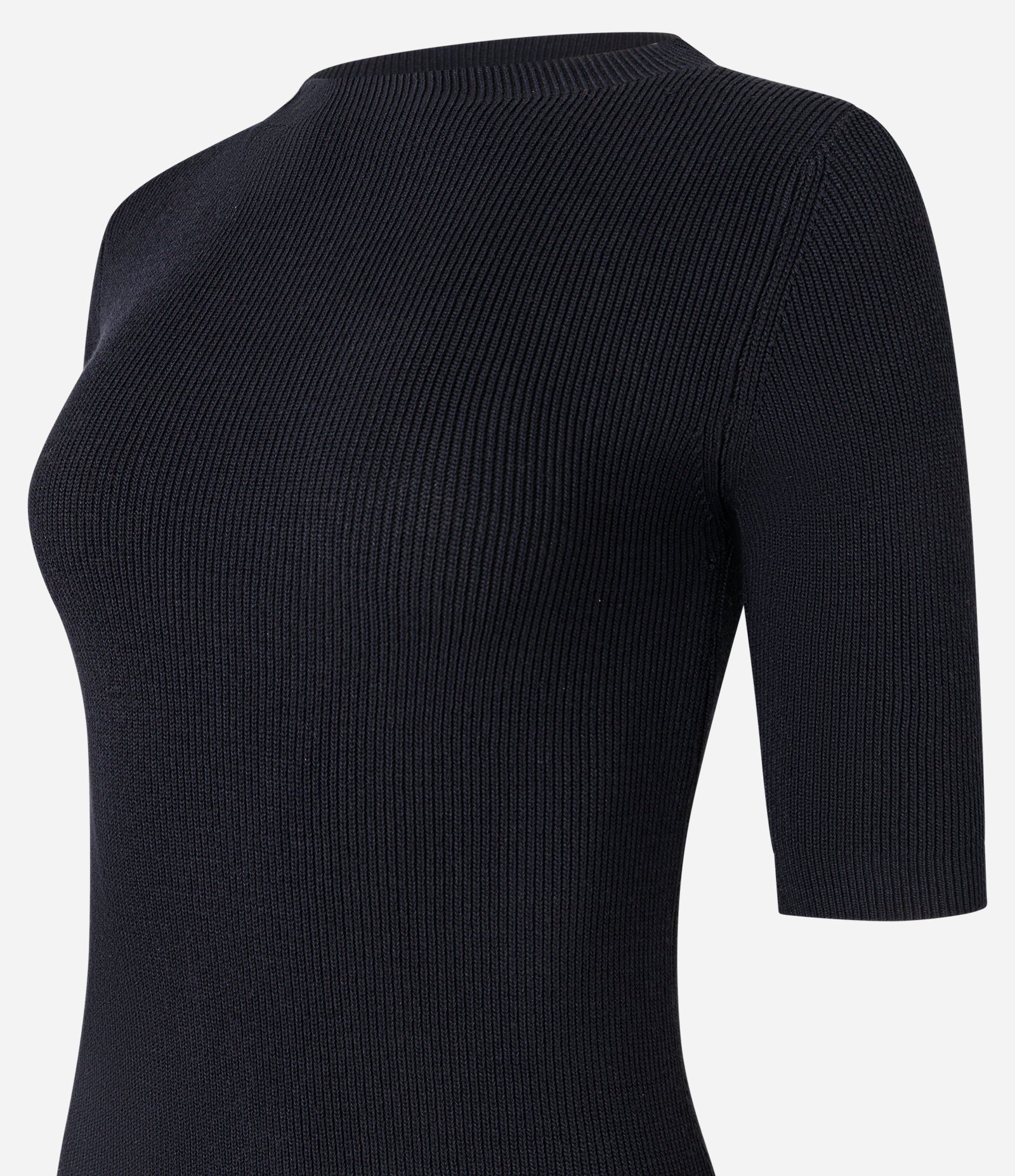 Vestido Reto Midi em Tricô Canelado com Fenda Preto 2