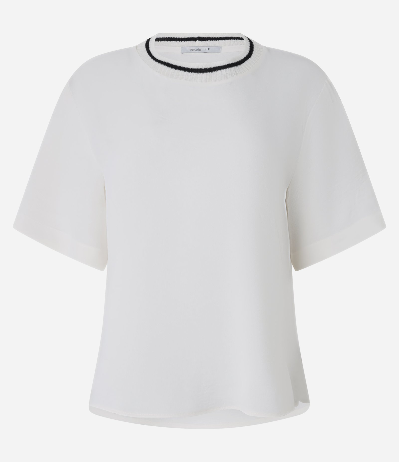 Blusa Manga Curta em Airflow com Detalhe Contrastante na Gola Branco 5