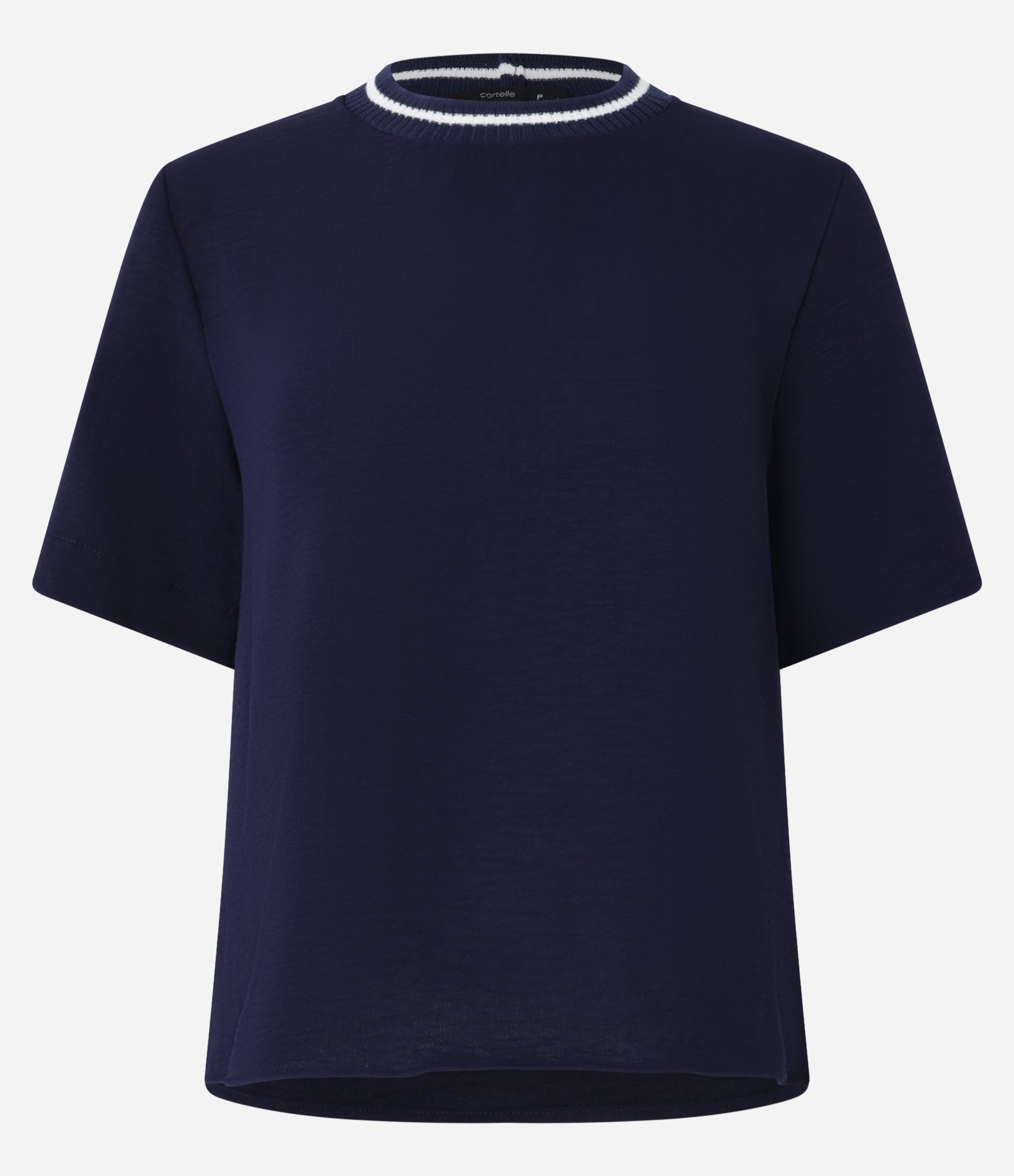 Blusa Manga Curta em Airflow com Detalhe Contrastante na Gola Azul 5