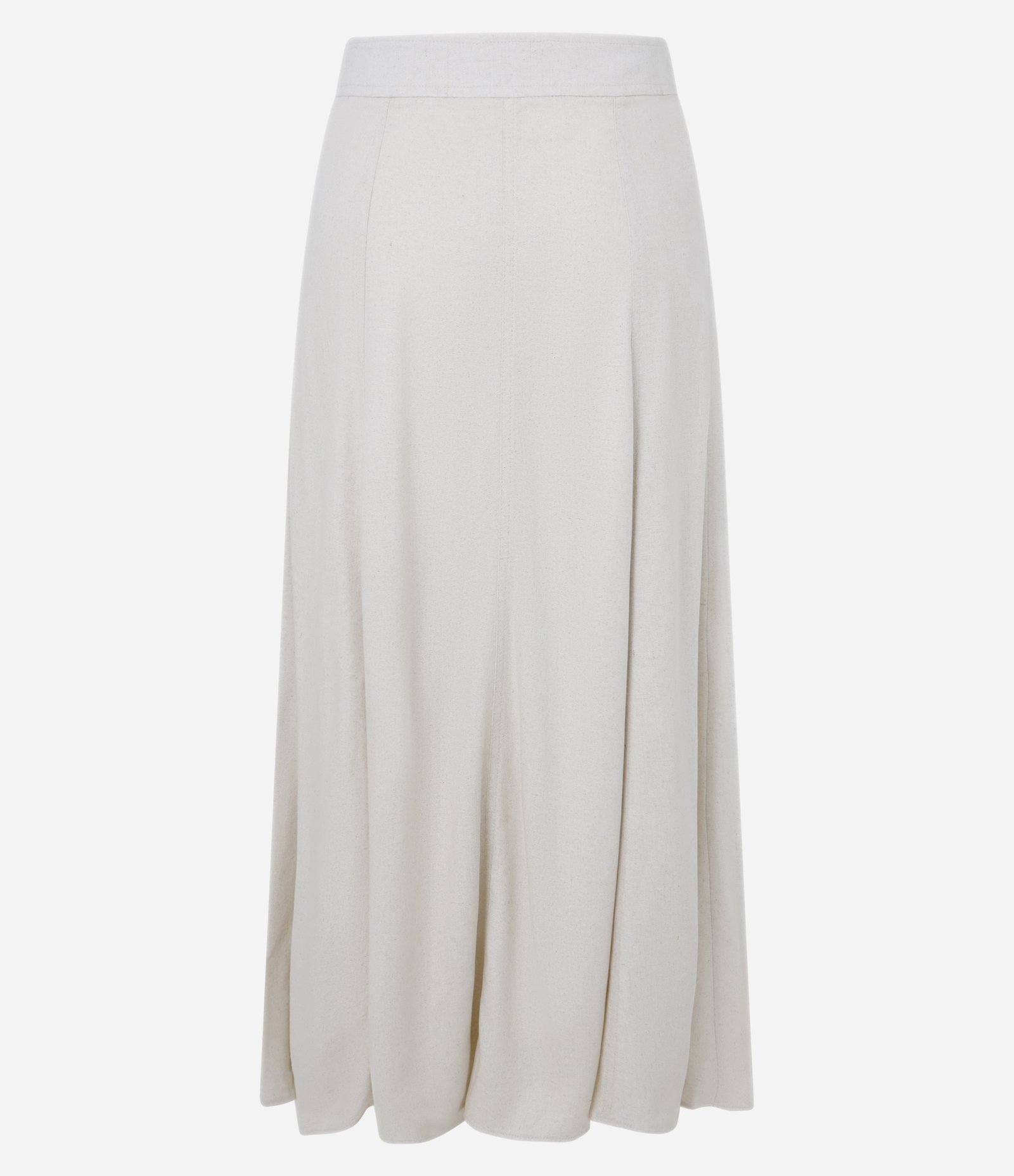 Saia Evasê Longa em Viscose com Linho e Recortes Branco 7