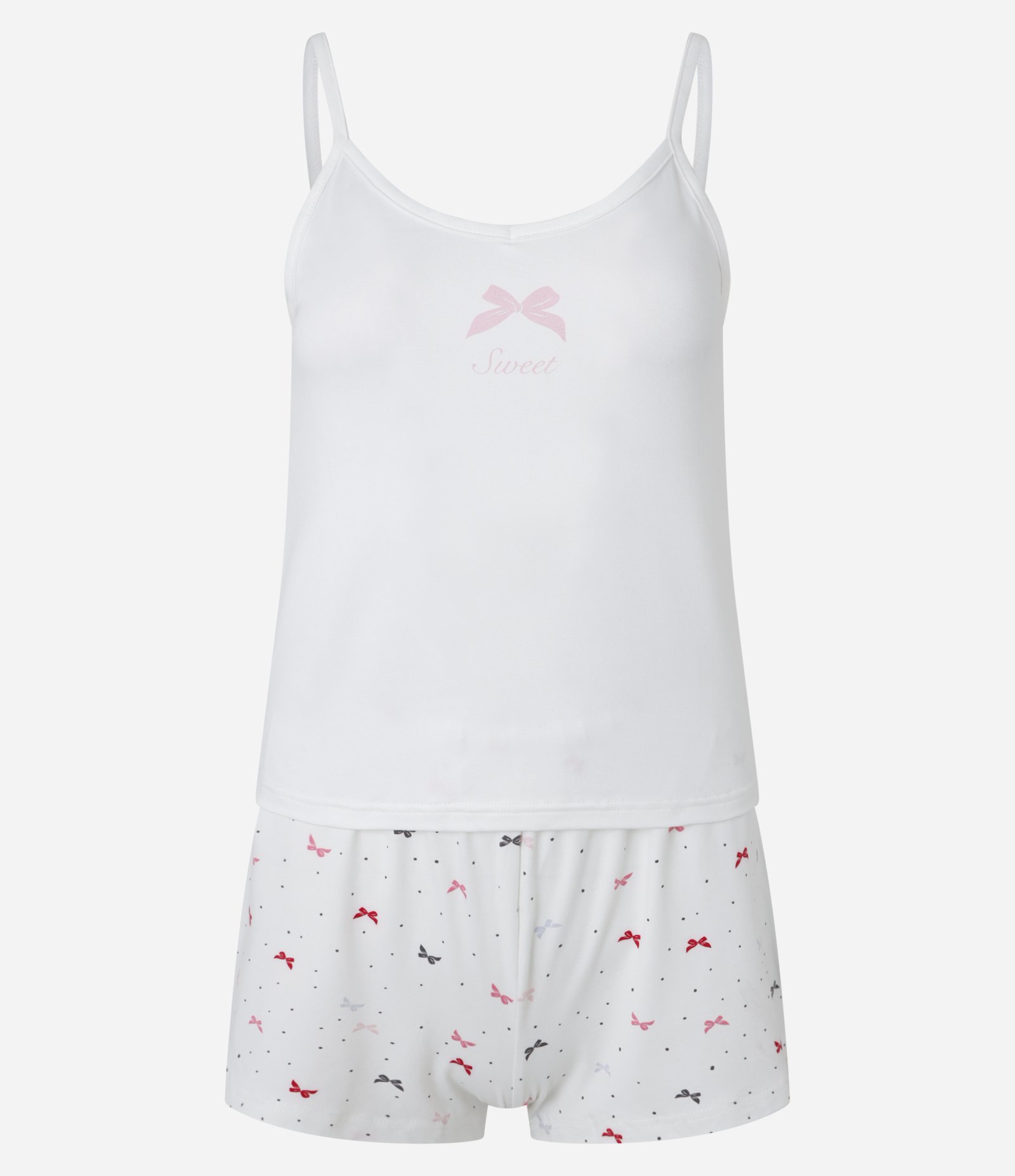 Pijama Short Doll com Estampa de Lacinhos Sweet Branco 3