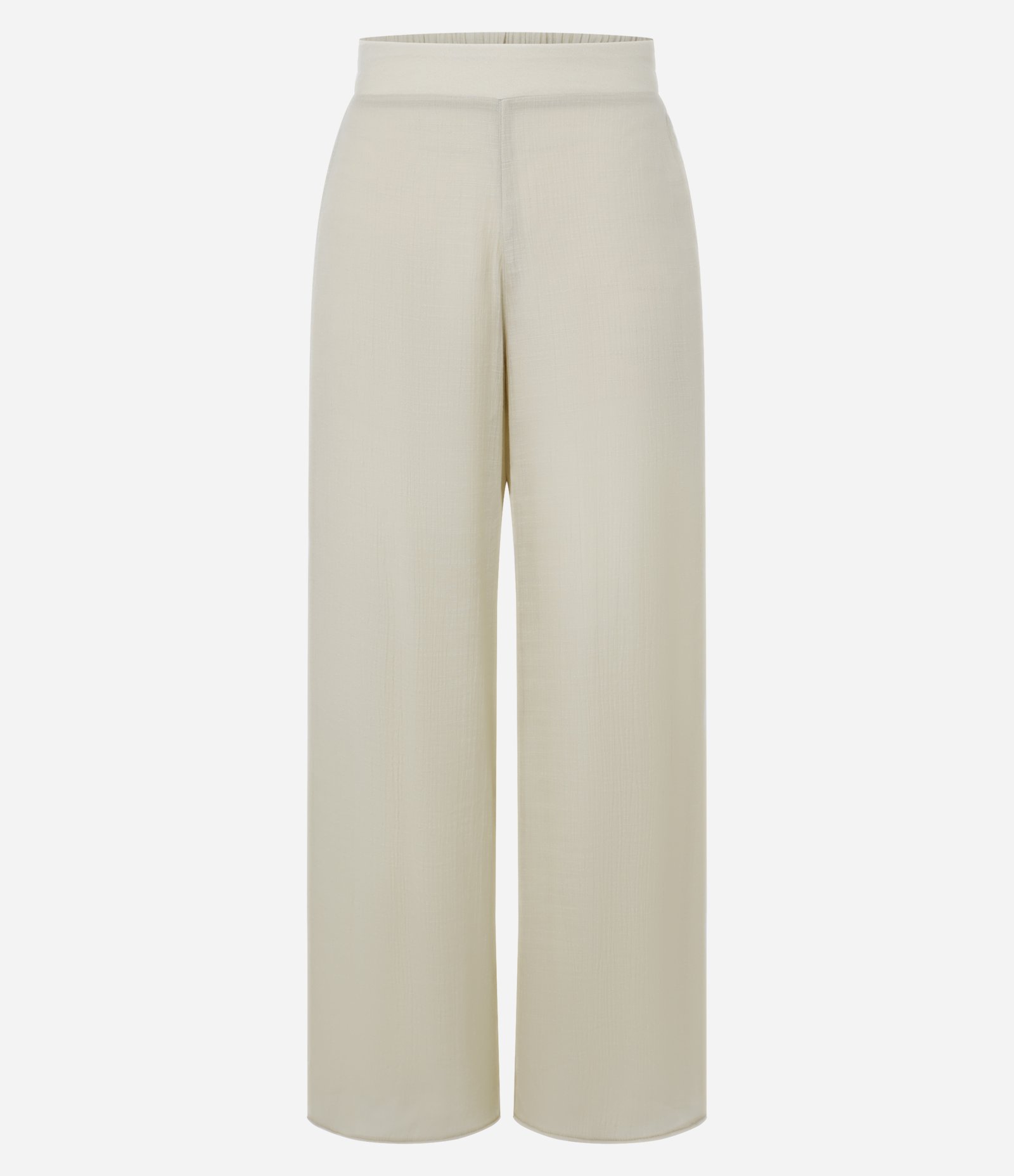 Calça Pantalona Cintura Alta em Viscose com Elástico no Cós Creme 6