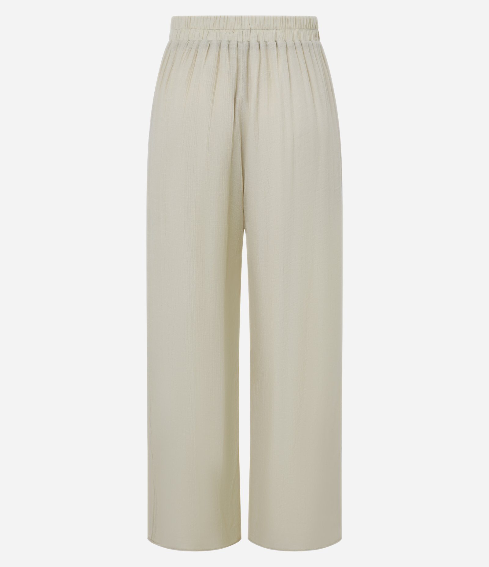 Calça Pantalona Cintura Alta em Viscose com Elástico no Cós Creme 7