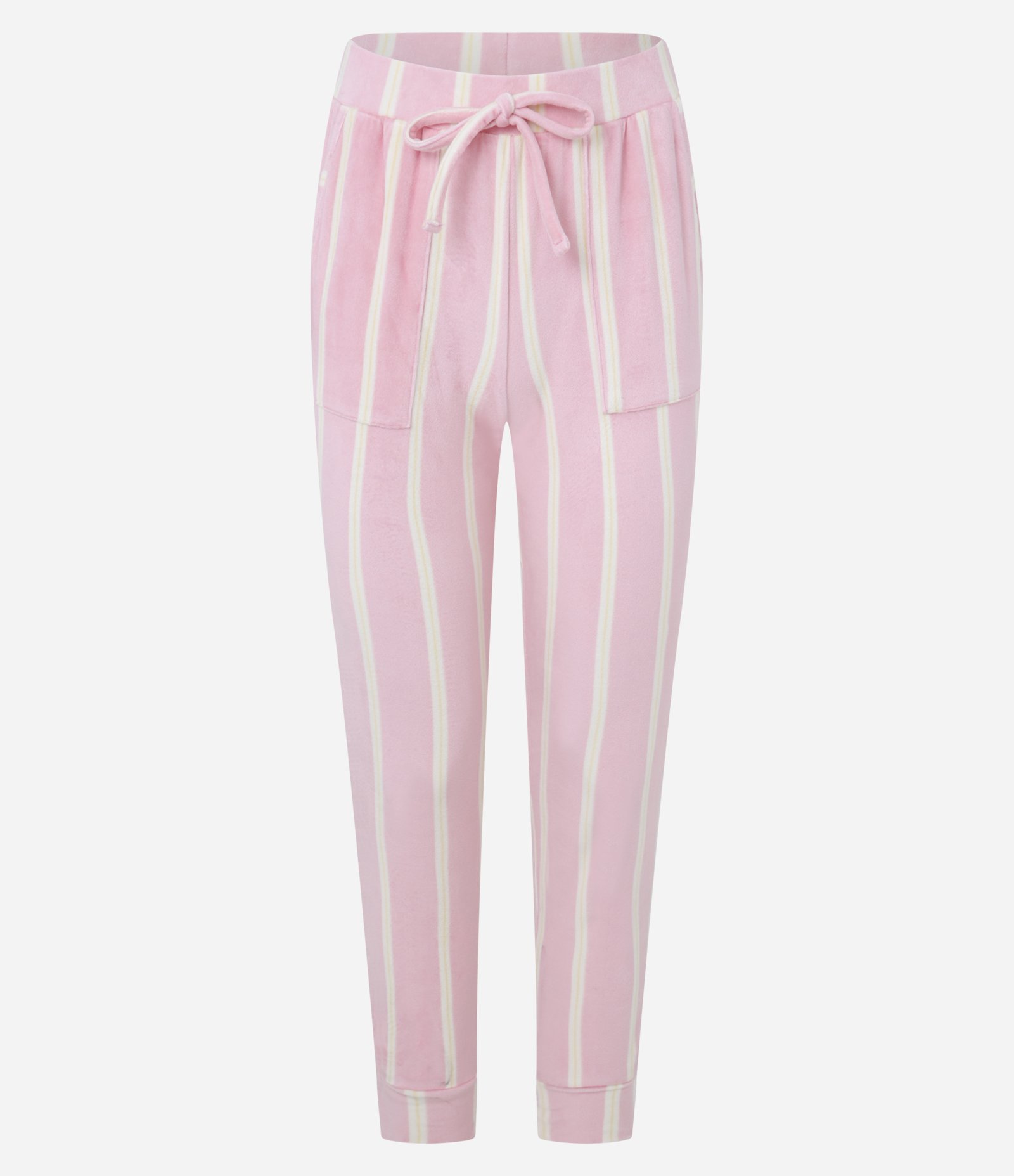 Pijama Longo em Plush com Estampa Listras Branco/ Rosa 6