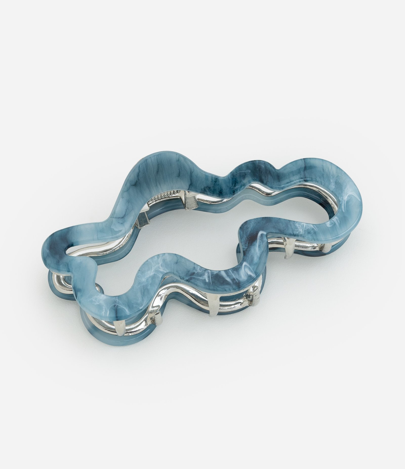 Piranha de Cabelo com Formato Orgânico Vazado Marmorizado Azul 2