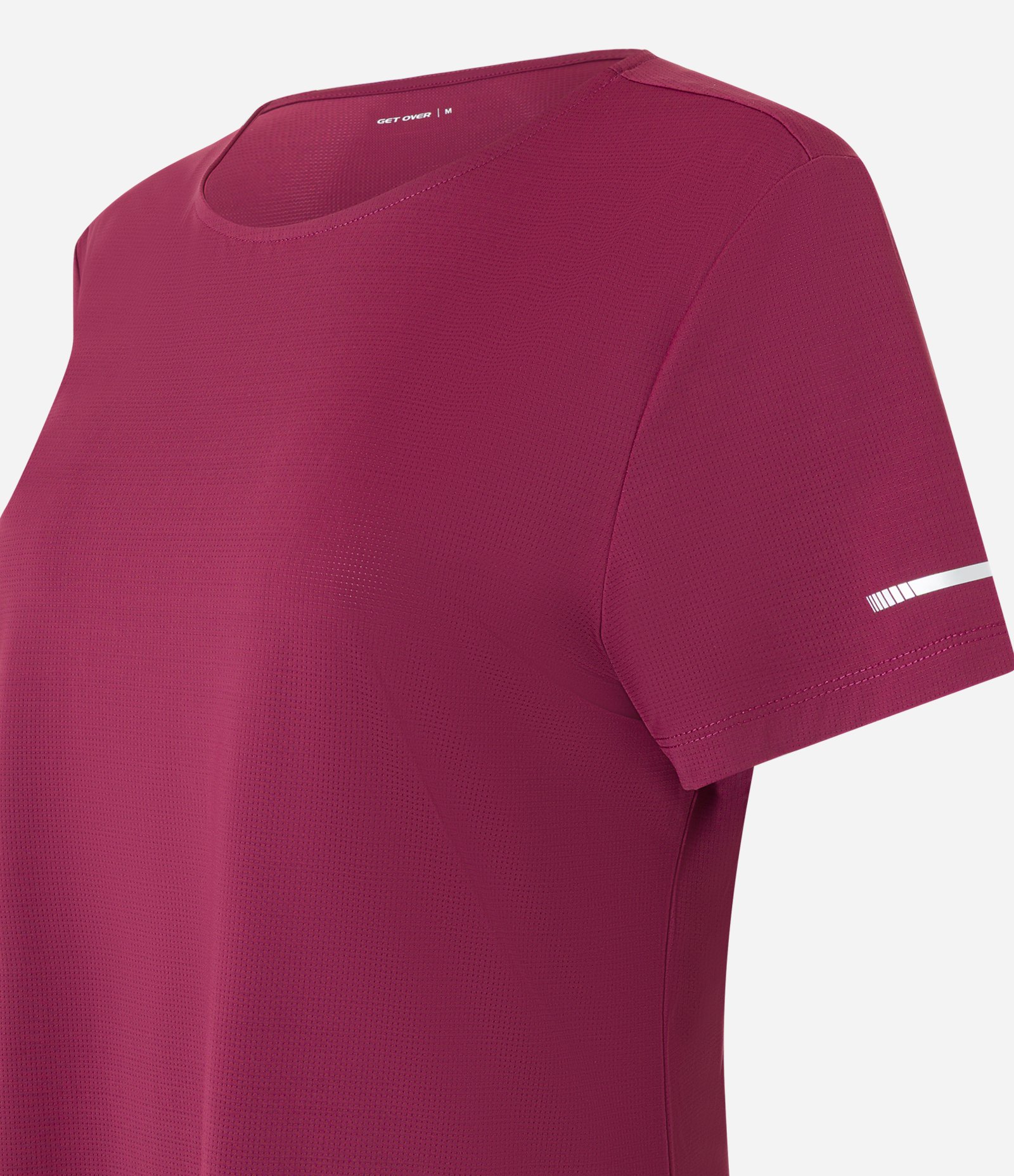 Camiseta Esportiva Regular Texturizada com Detalhe Refletivo Vinho 4