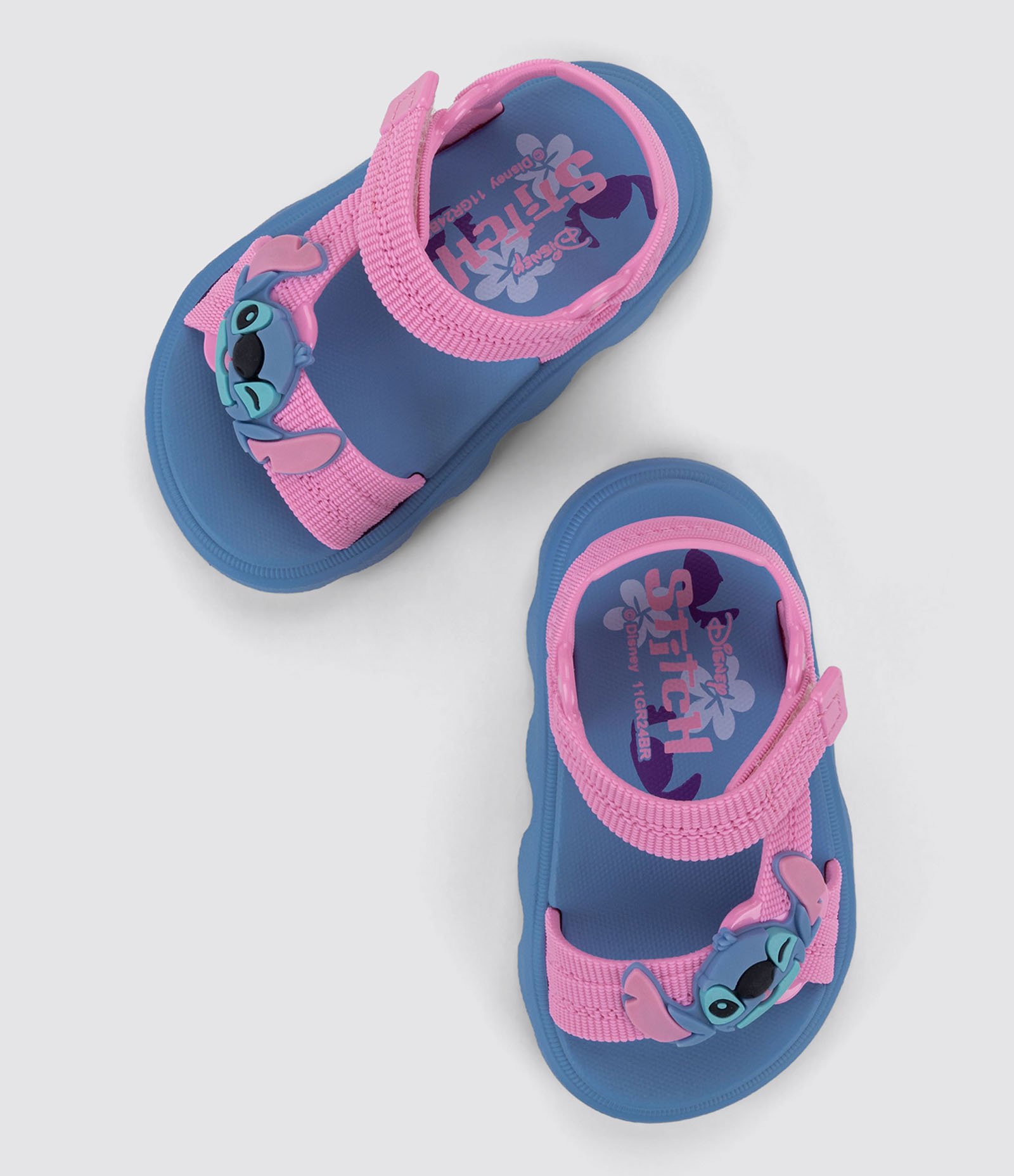 Sandália Infantil de Tiras com Patch Stitch - Tam 17 ao 27 Azul/Rosa 1