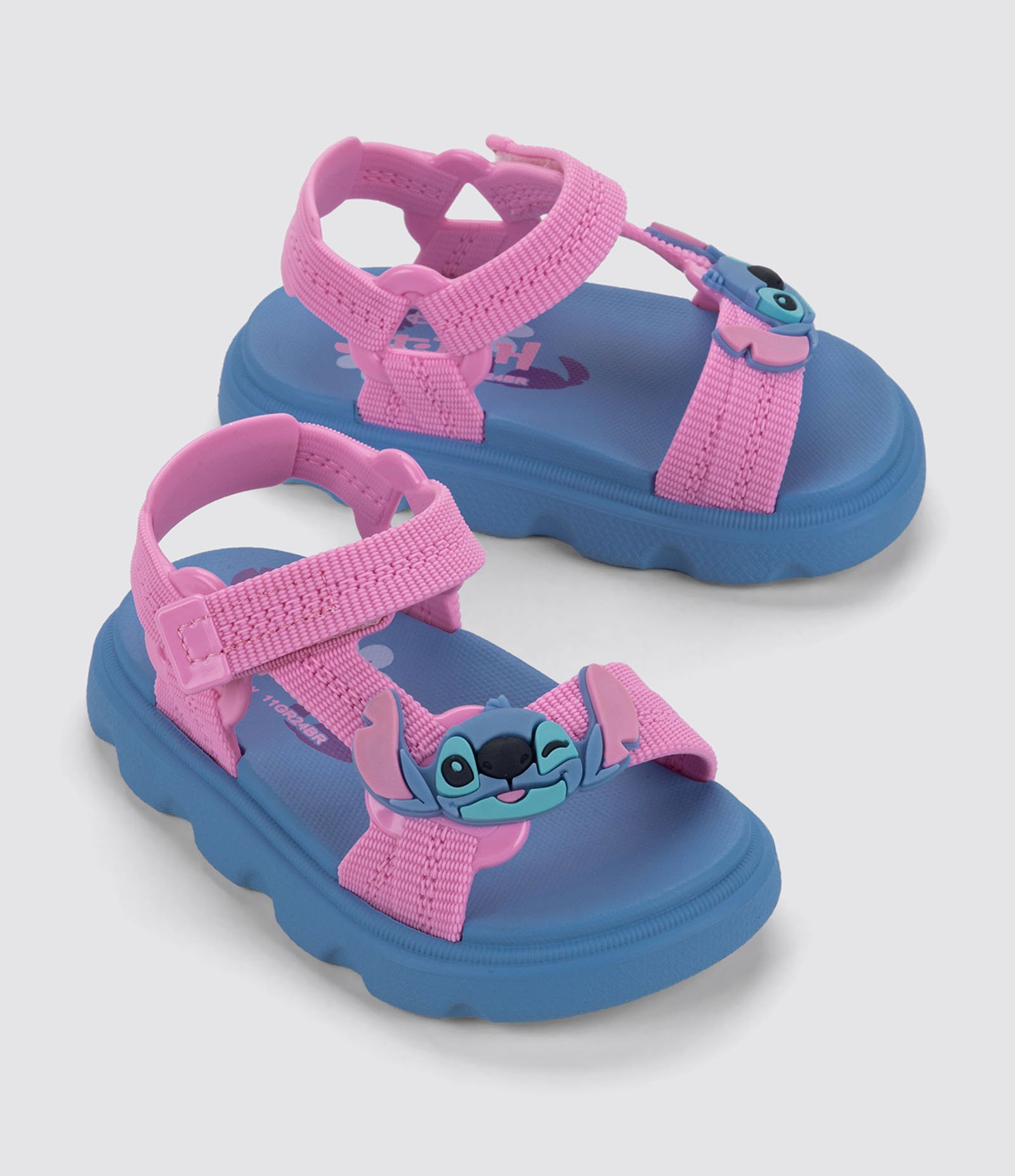 Sandália Infantil de Tiras com Patch Stitch - Tam 17 ao 27 Azul/Rosa 2