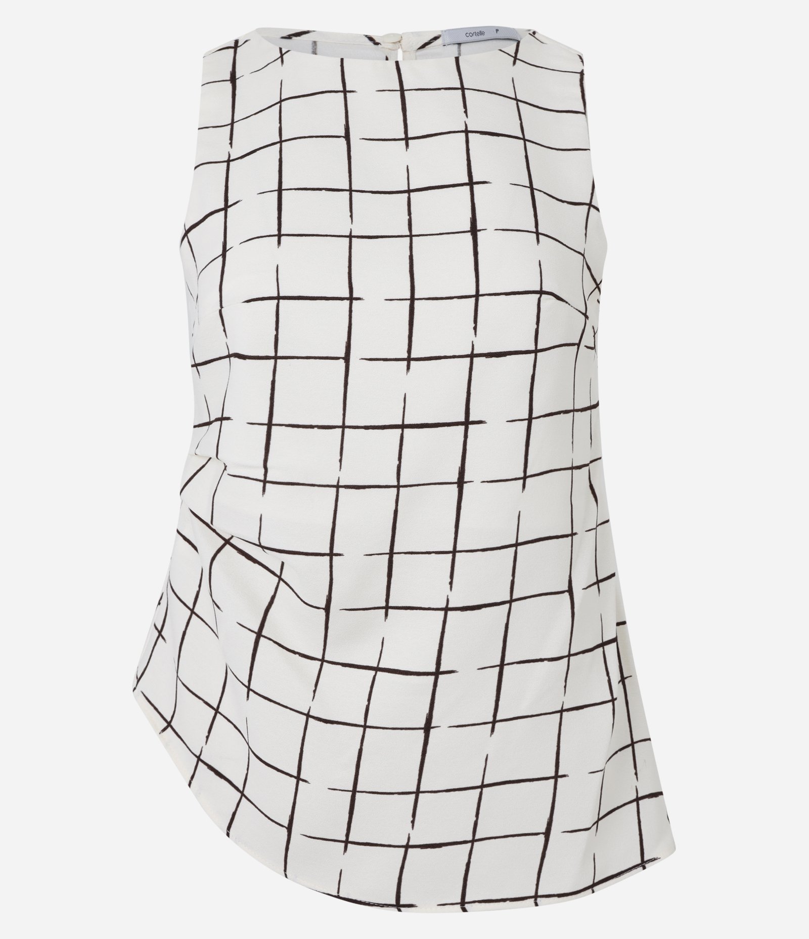 Blusa em Crepe com Estampa Xadrez Grid Off White 6
