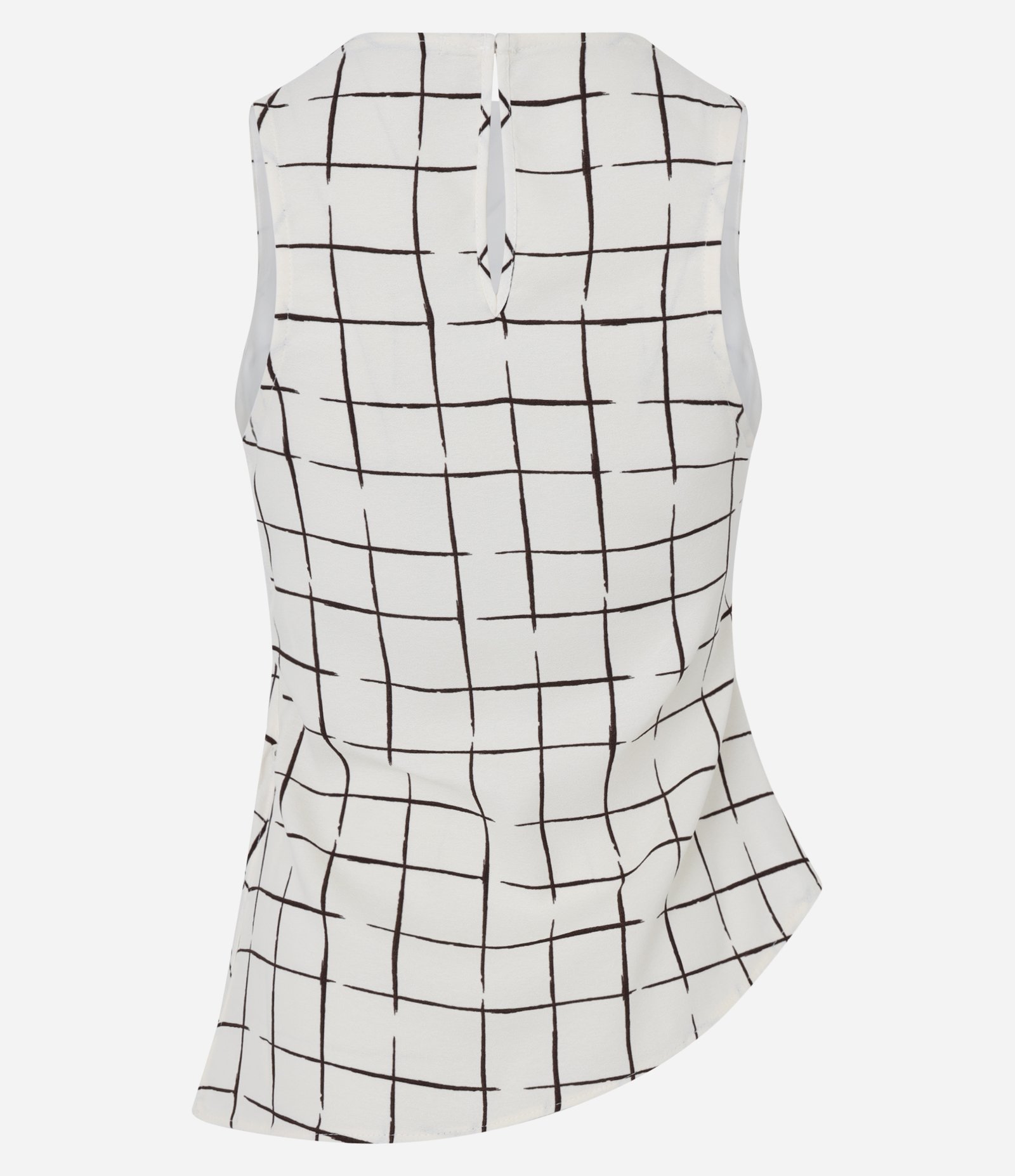 Blusa em Crepe com Estampa Xadrez Grid Off White 7