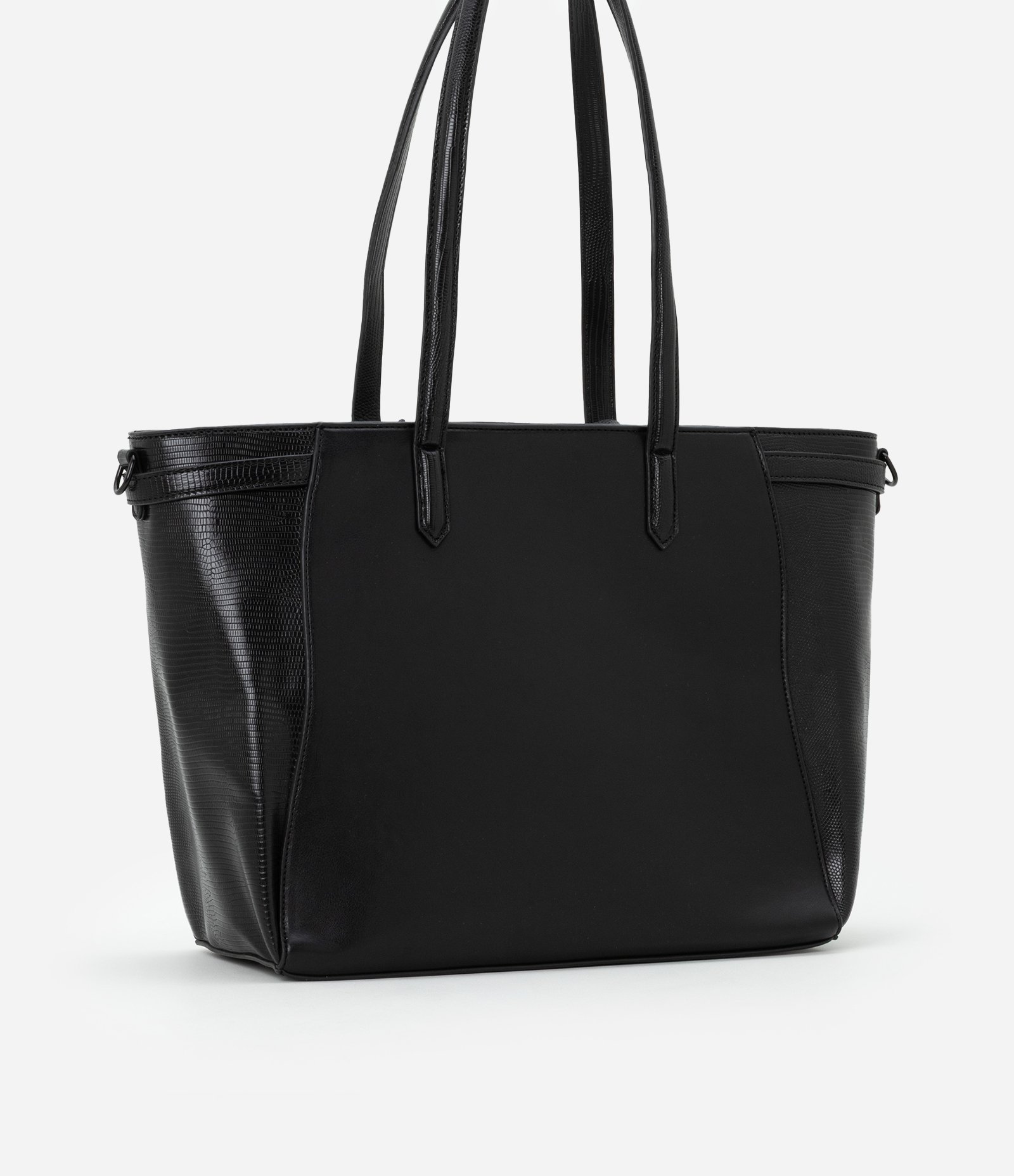 Bolsa Grande em PU com Dois Tamanhos de Alça e Fechamento em Zíper Preto 3