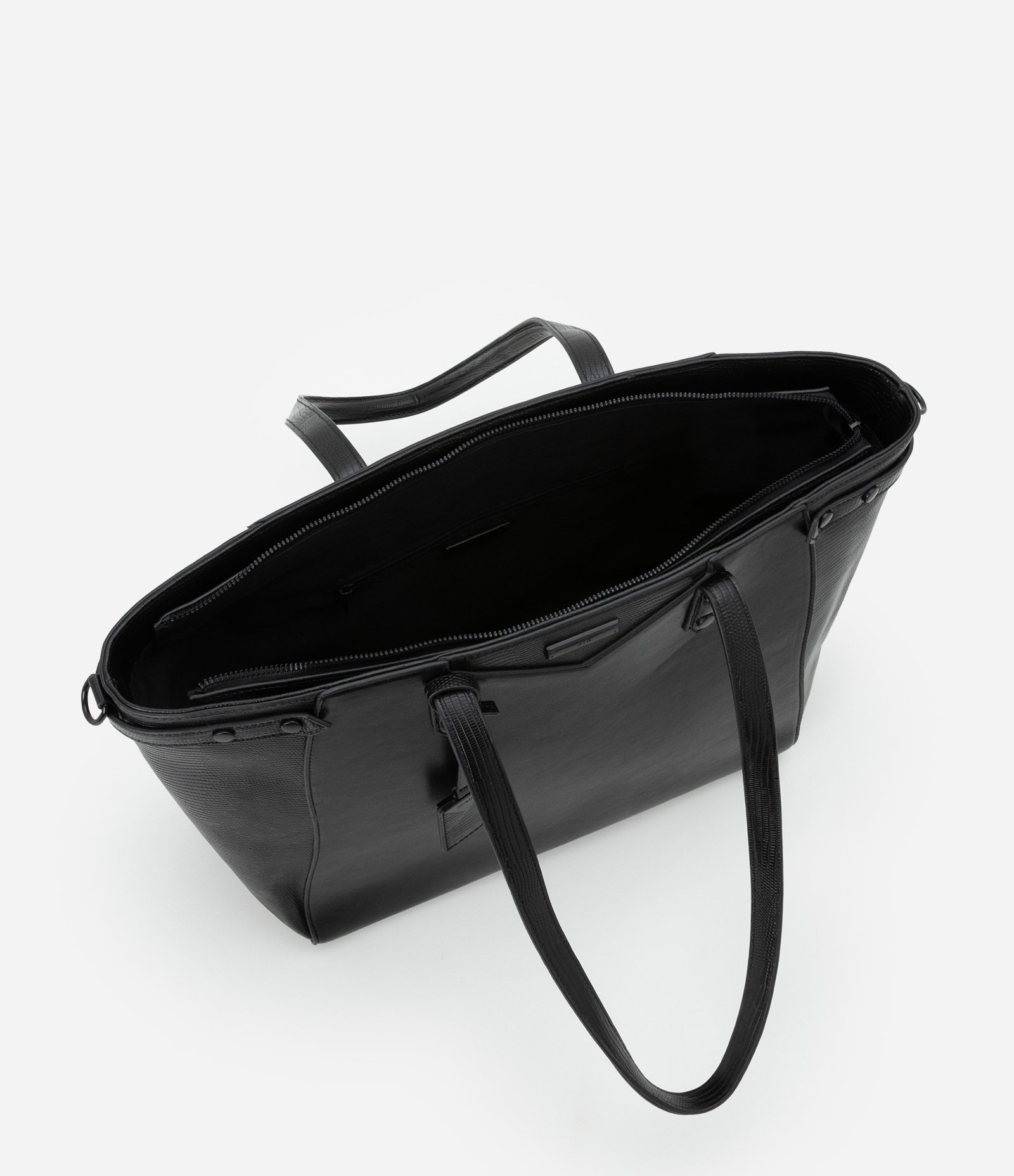 Bolsa Grande em PU com Dois Tamanhos de Alça e Fechamento em Zíper Preto 4