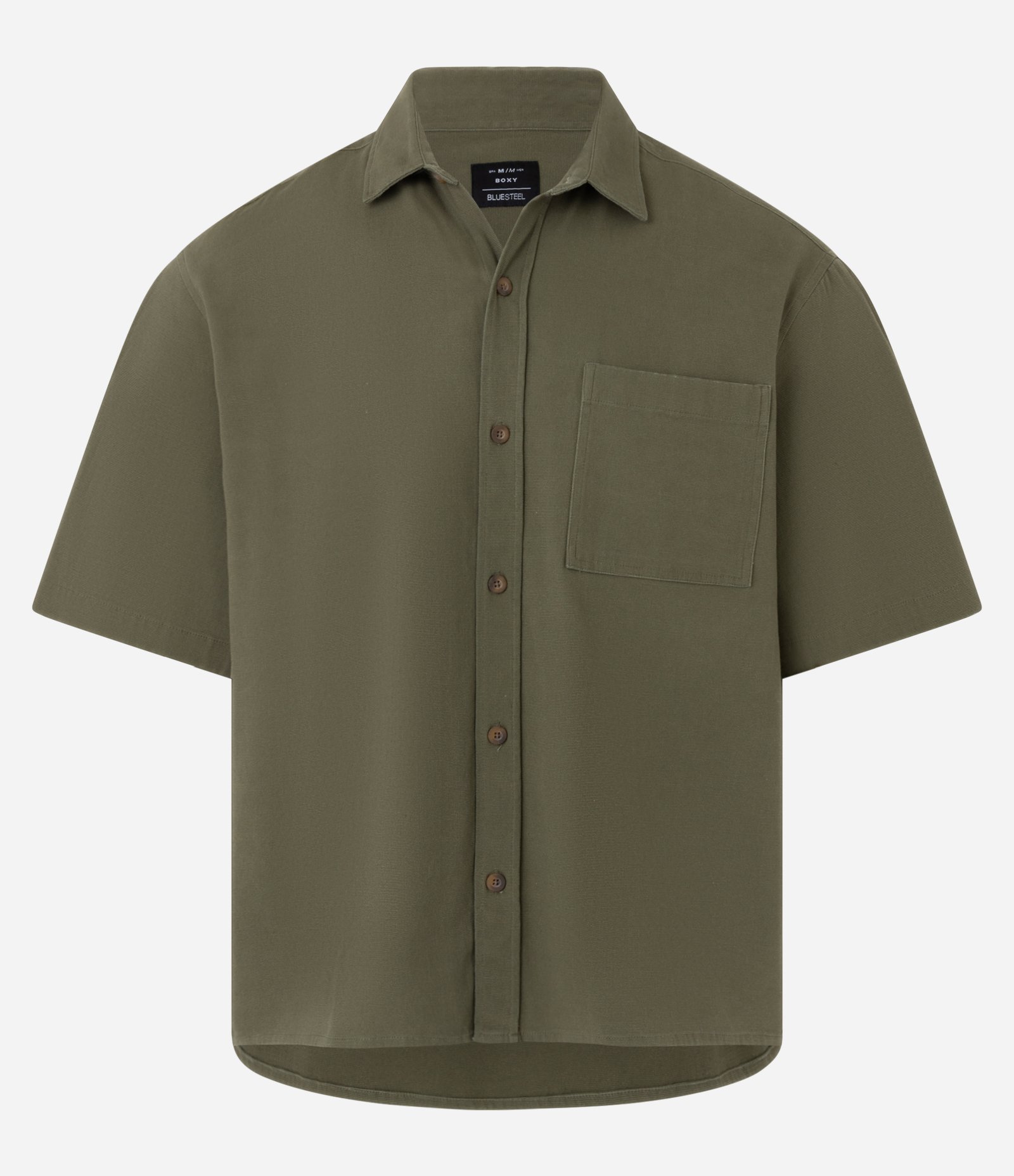 Camisa Boxy em Algodão com Bolso e Textura Verde 6