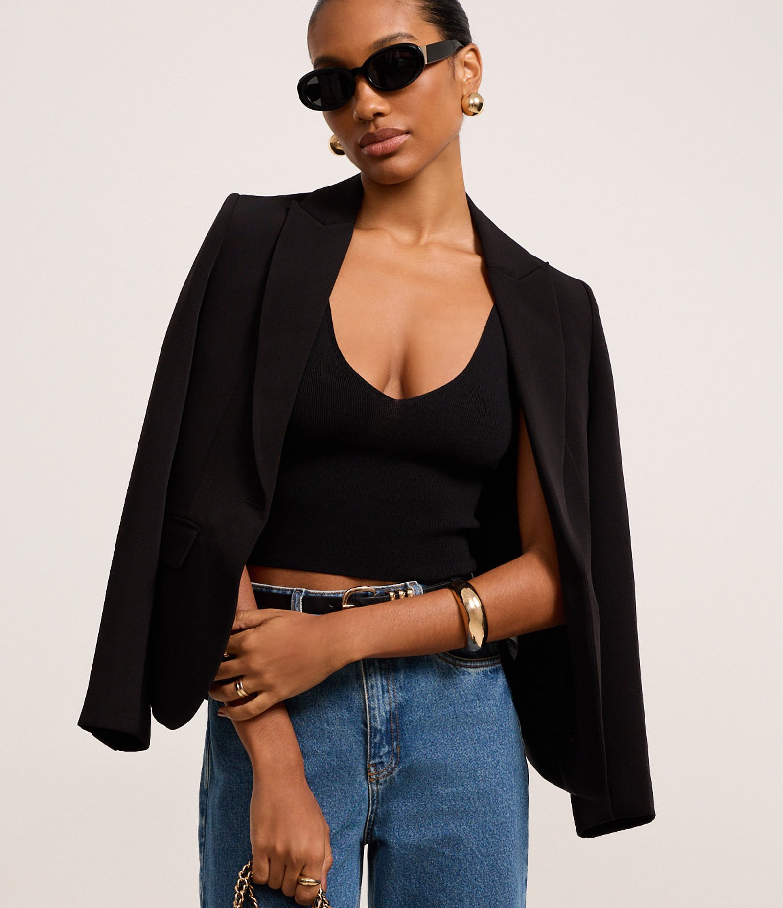 Blusa em Tricô com Alças de Corrente Preto 2