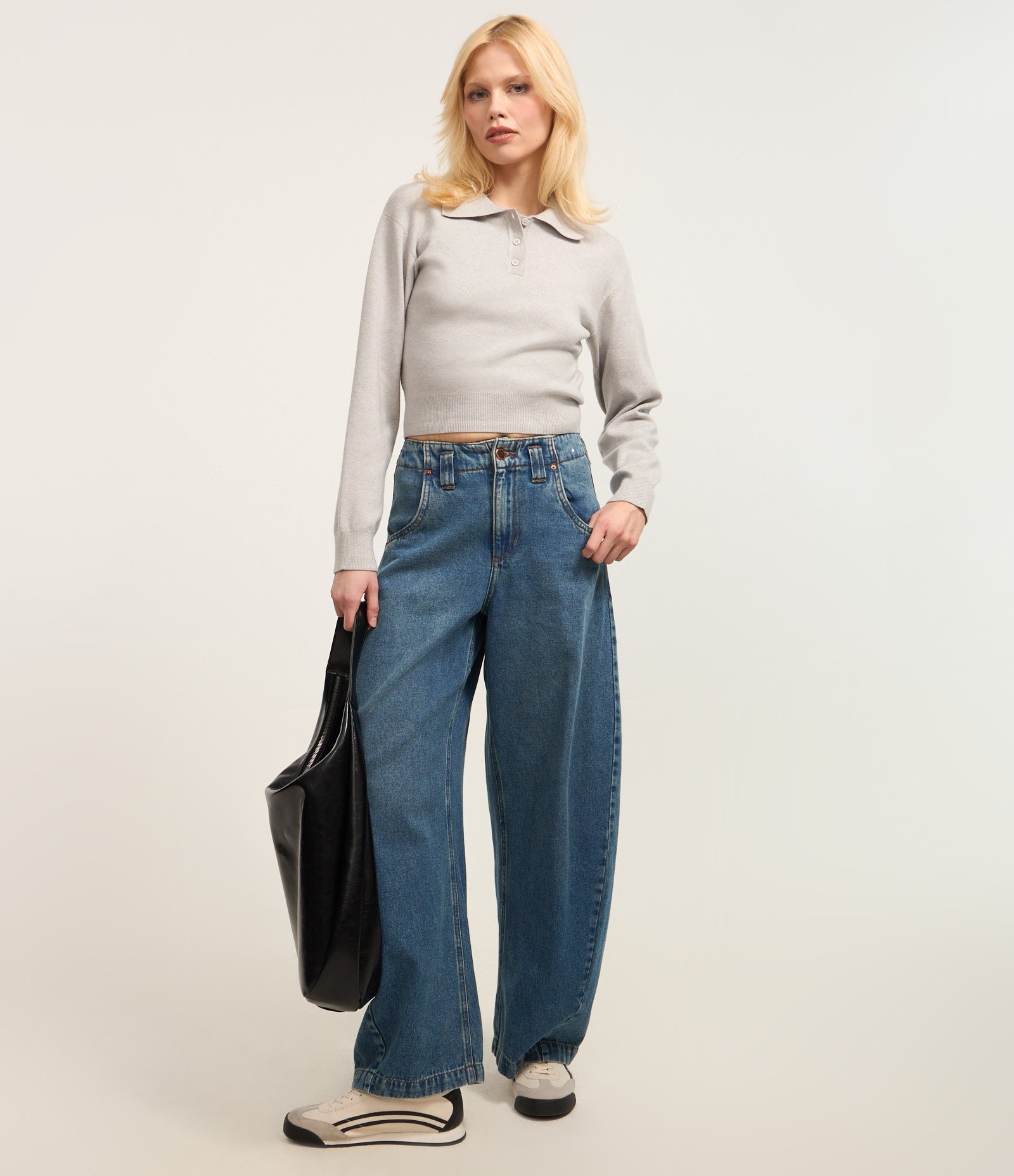 Suéter em Tricô com Gola Polo e Botões na Vista 2