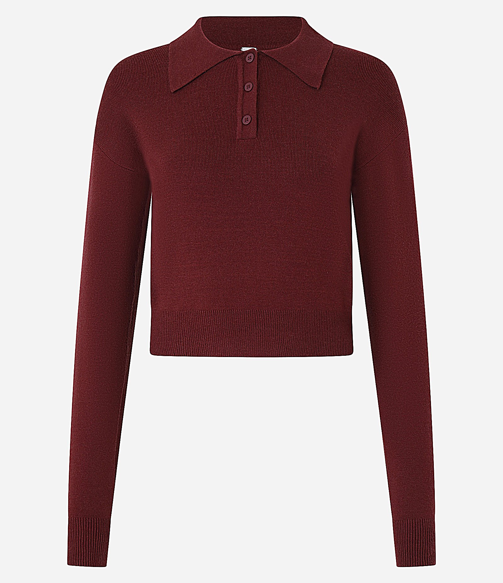 Suéter em Tricô com Gola Polo e Botões na Vista Vermelho 5