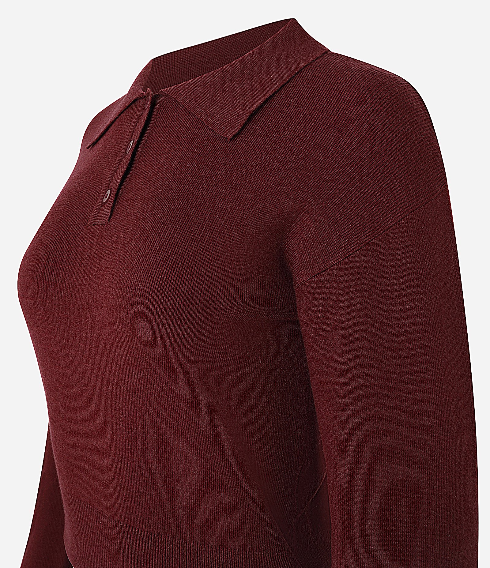 Suéter em Tricô com Gola Polo e Botões na Vista Vermelho 6