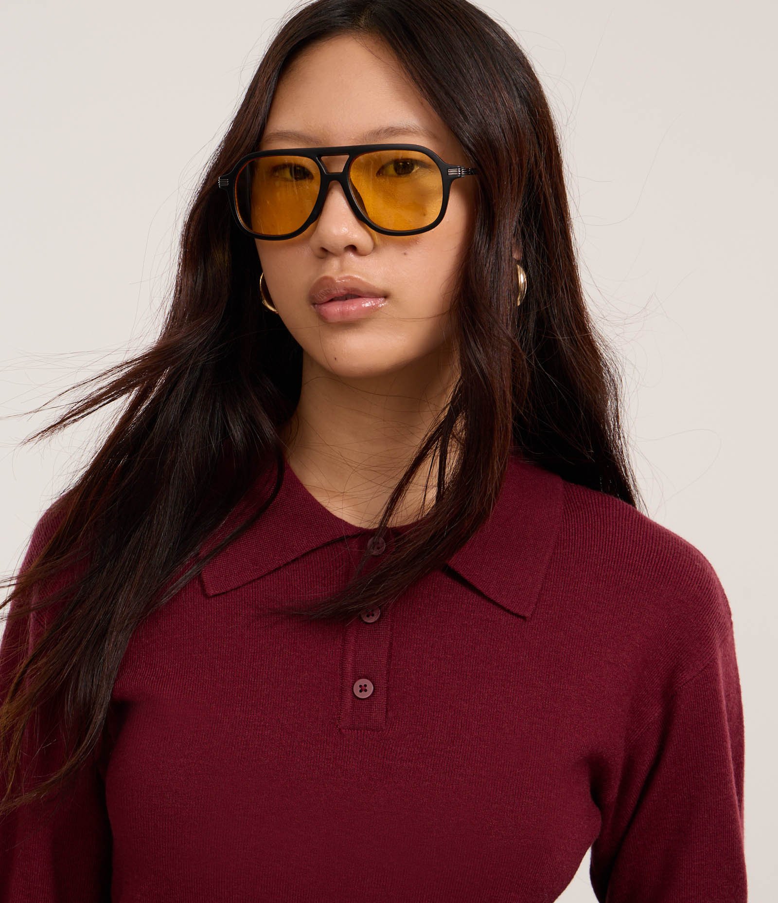 Suéter em Tricô com Gola Polo e Botões na Vista Vermelho 3