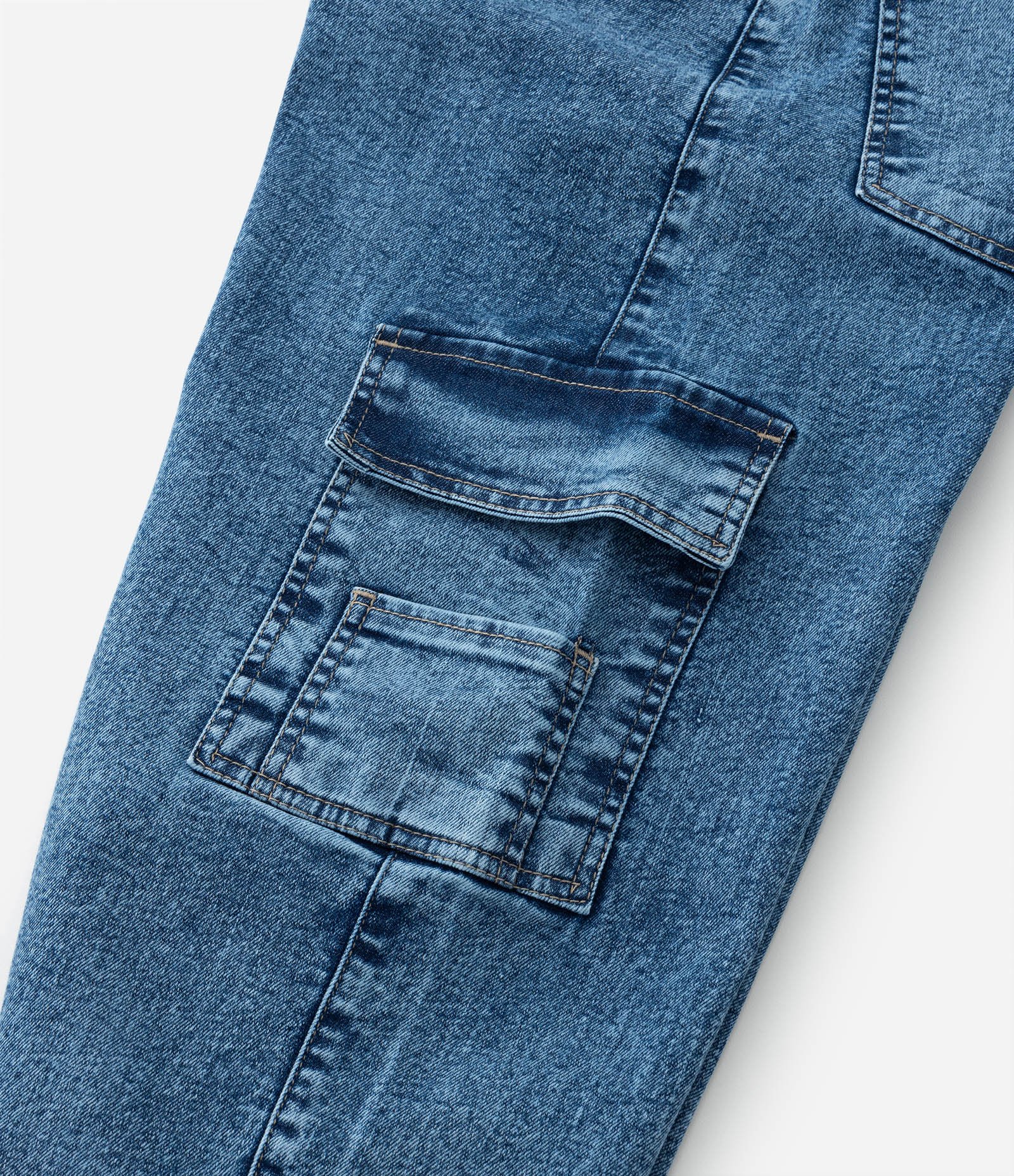 Calça Baggy Infantil em Jeans com Bolsos Cargo - Tam 7 a 14 Anos Azul 6