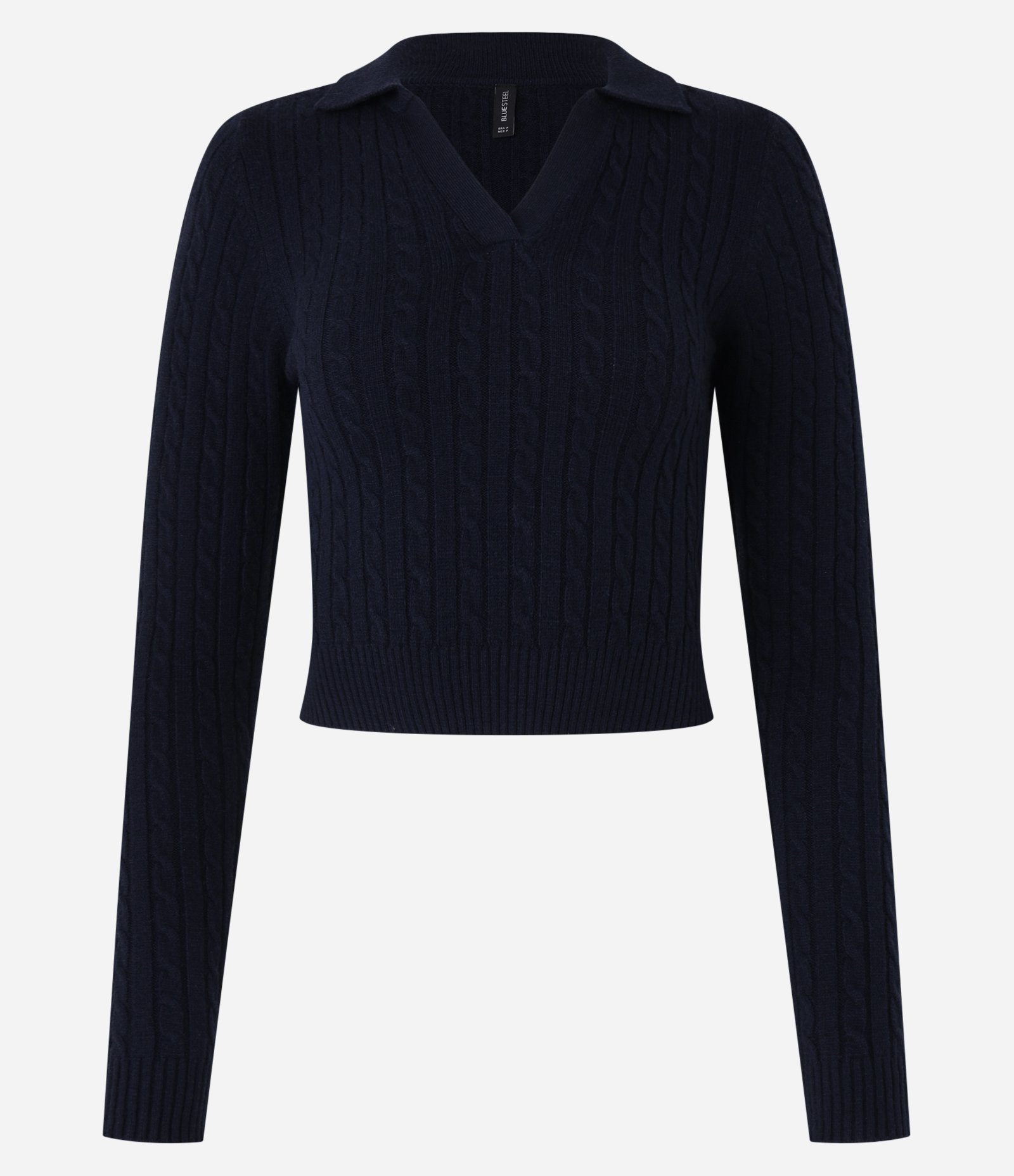 Blusa em Tricô com Textura Trançada e com Gola Polo 4