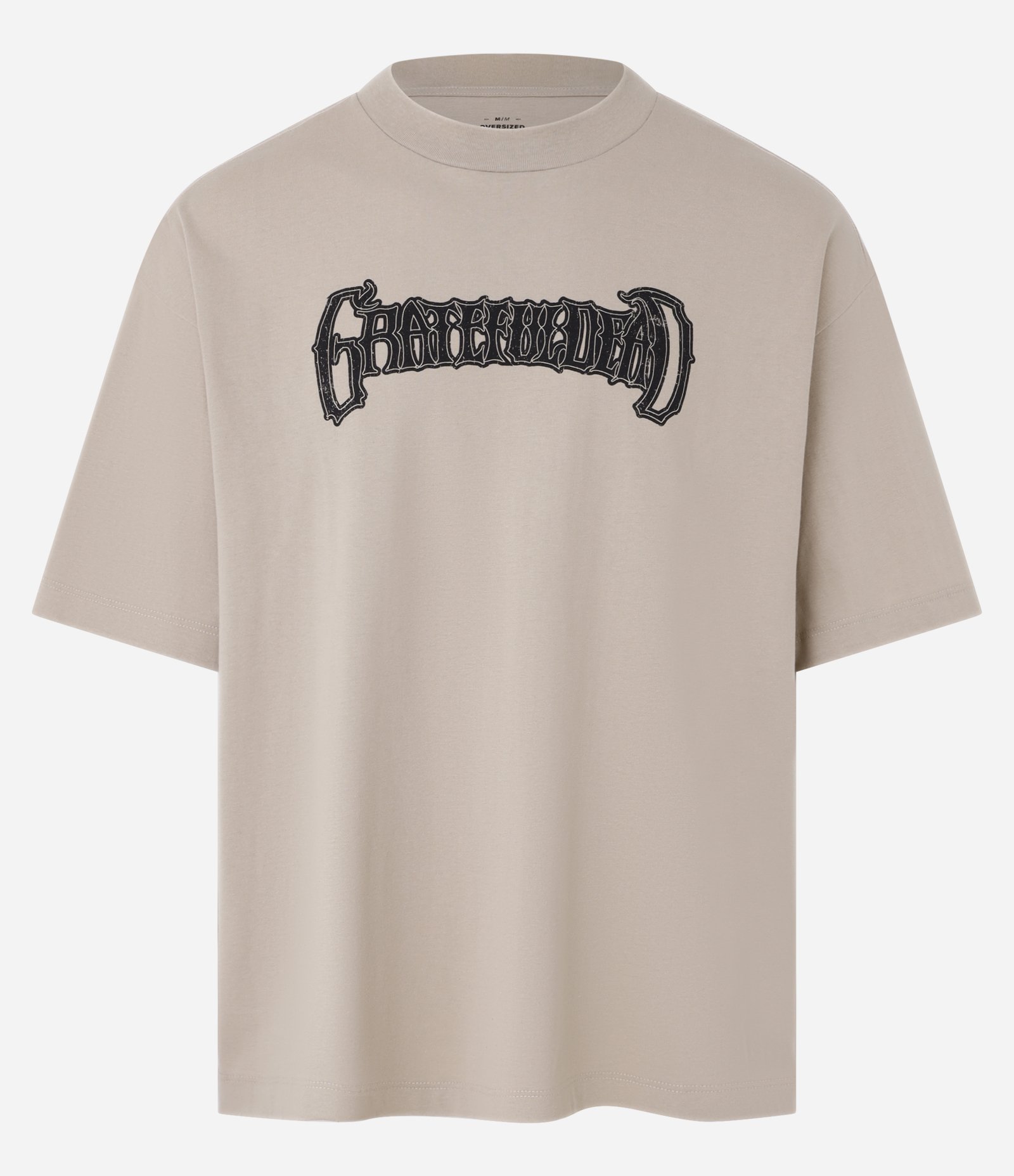 Camiseta Overboxy em Malhão com Estampa de Caveira com Rosas Bege 5