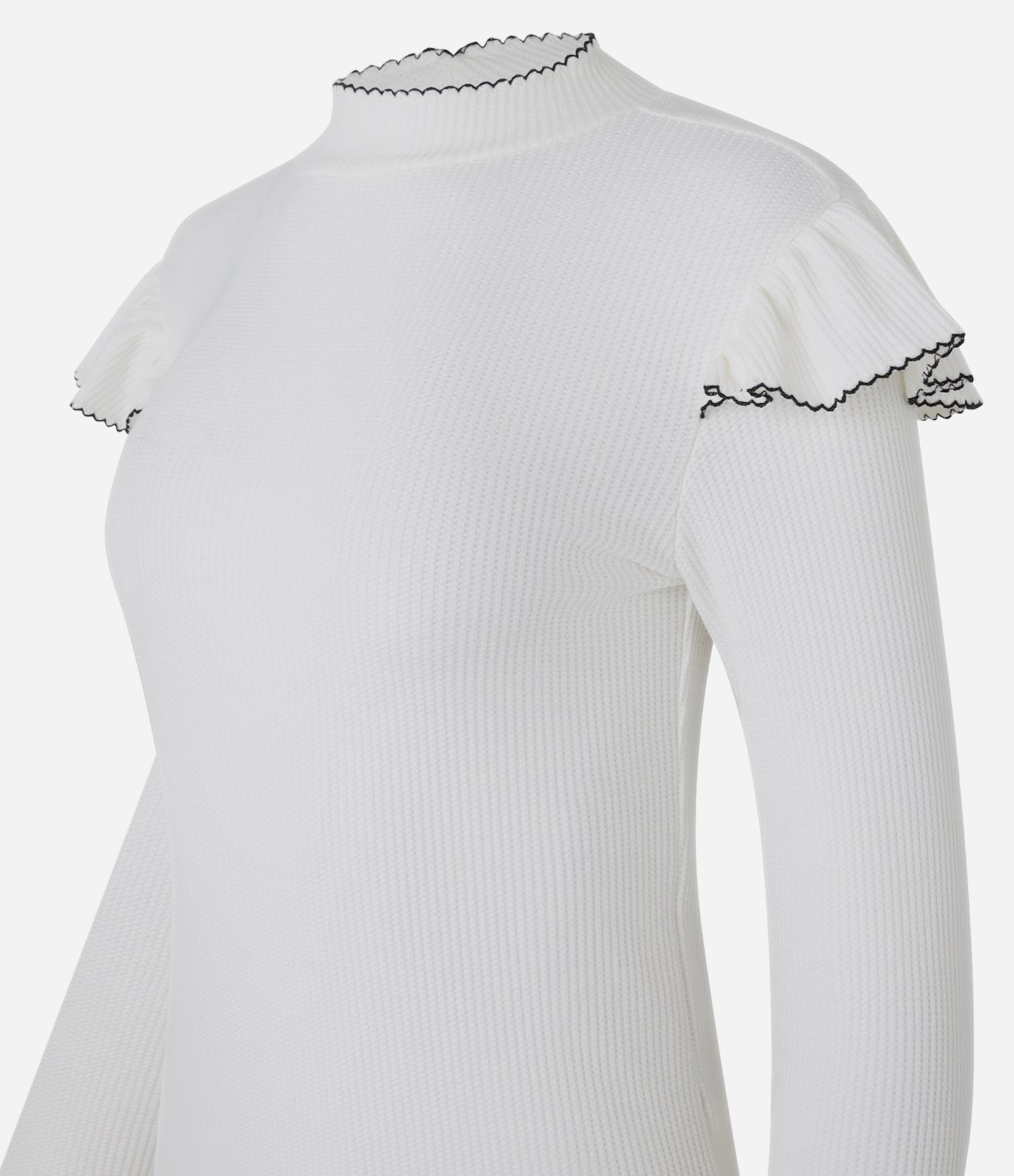 Blusa Manga Longa Texturizada Com Babadinhos Branco 6