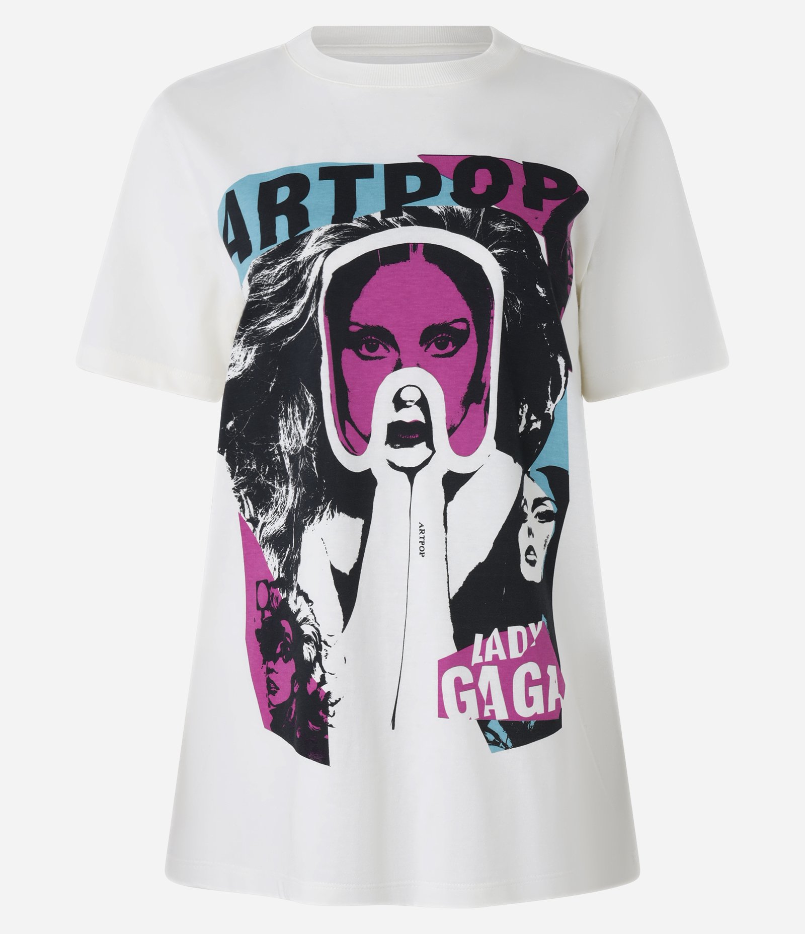Camiseta em Algodão com Estampa Art Pop Lady Gaga Branco 3