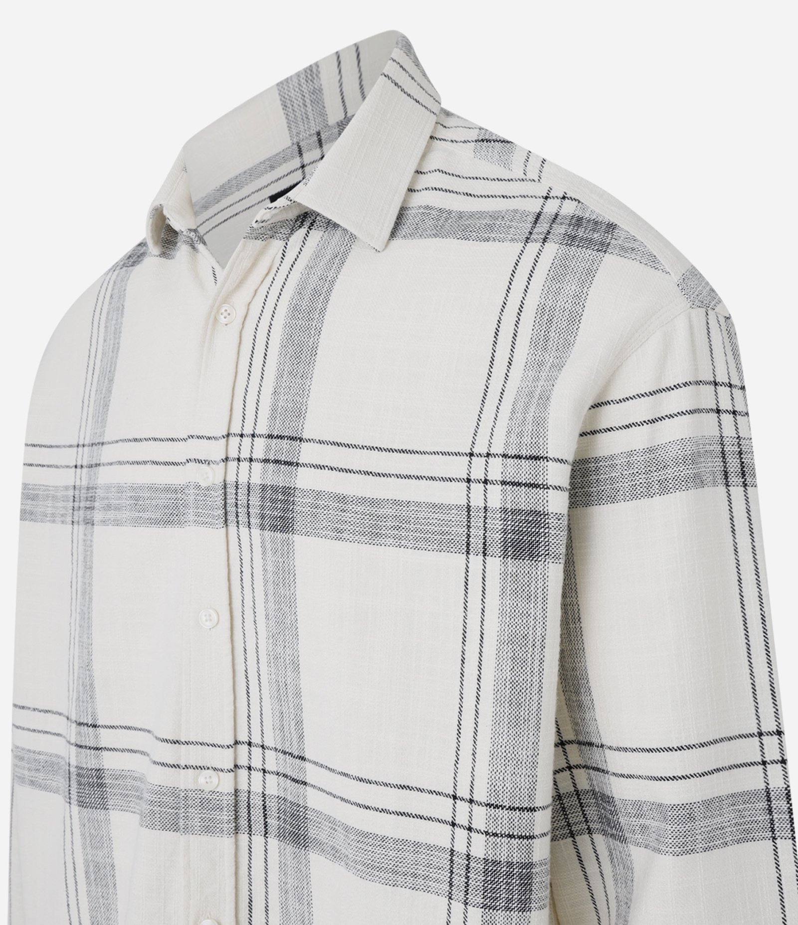Camisa Relaxed em Flanela com Estampa Xadrez Texturizada Off White 6