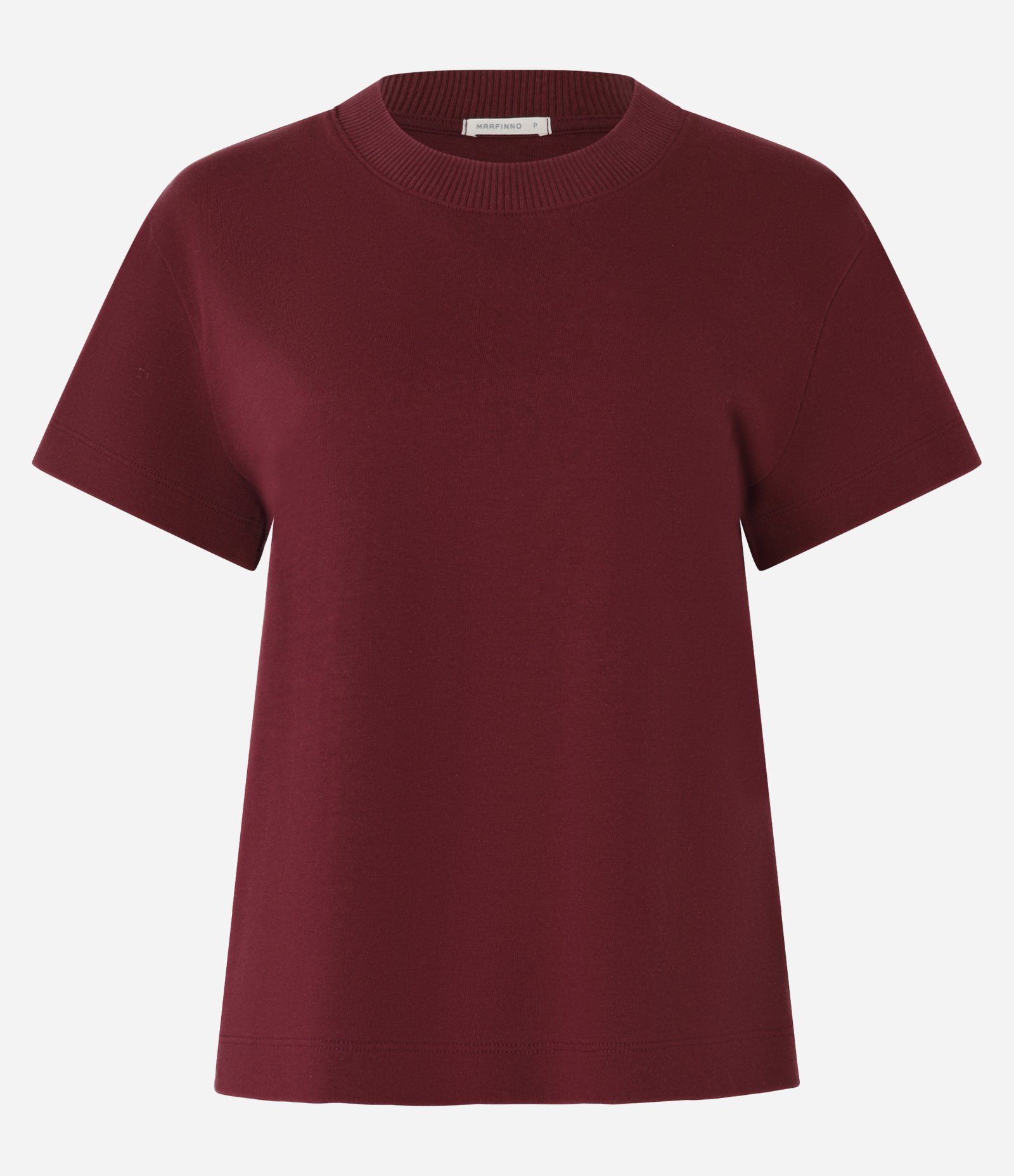 Camiseta em Algodão com Gola Redonda Bordô 5