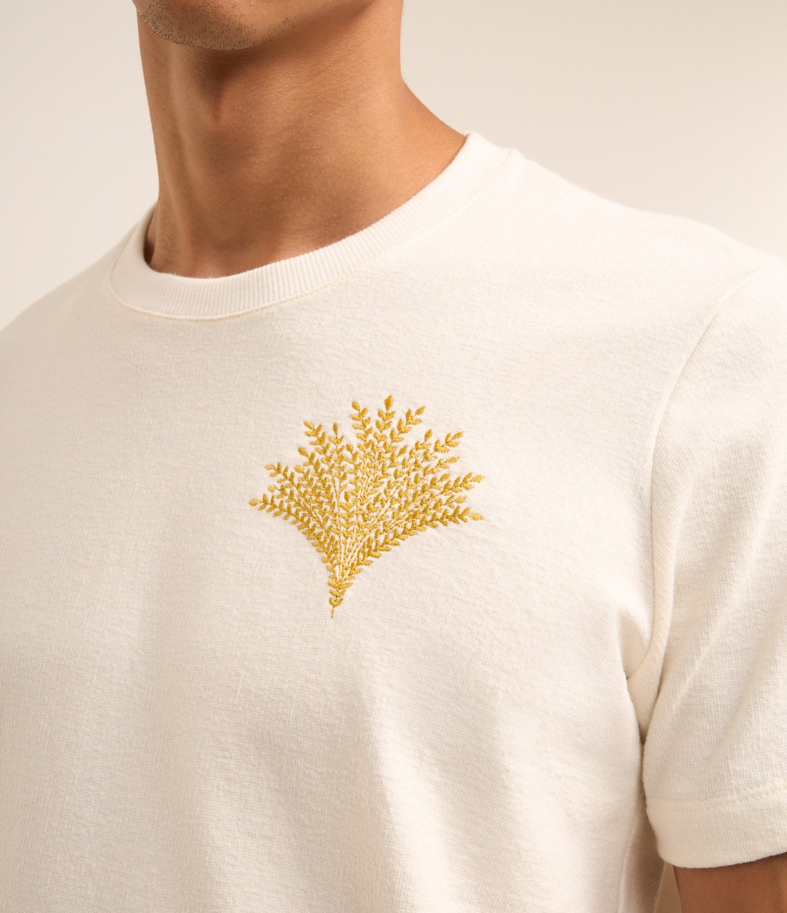 Camiseta Regular em Algodão com Estampa Bordada Branco 4