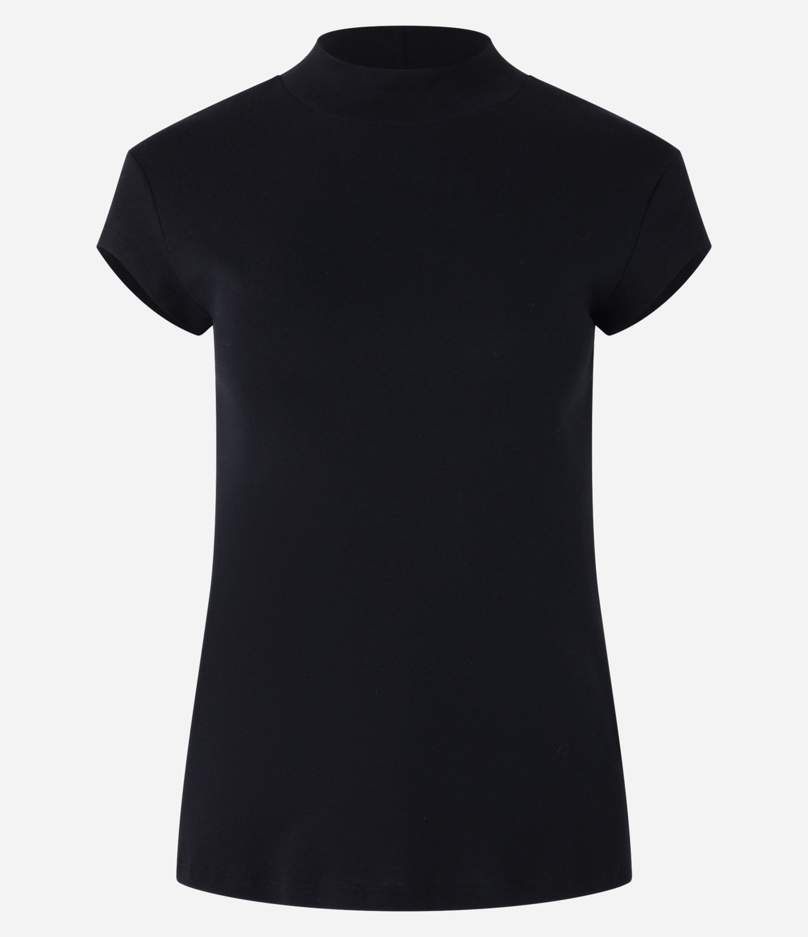 Blusa Manga Curta em Ribana com Gola Alta Preto 1