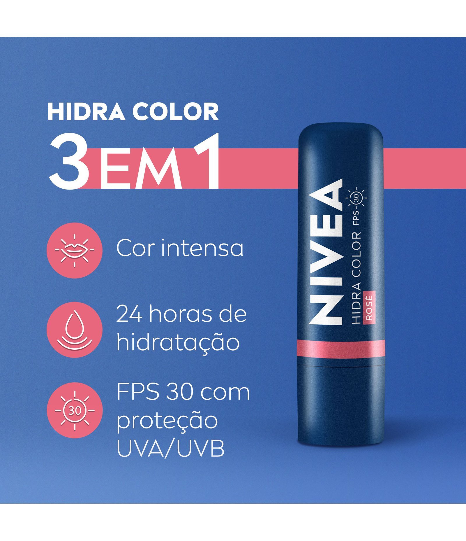 Hidratante Labial Hidra Color Rosé Nivea 4,8g 2