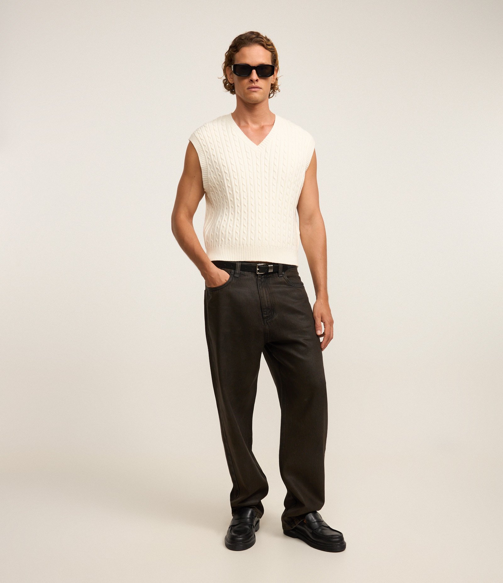 Colete em Viscose com Textura em Relevo Off White 2