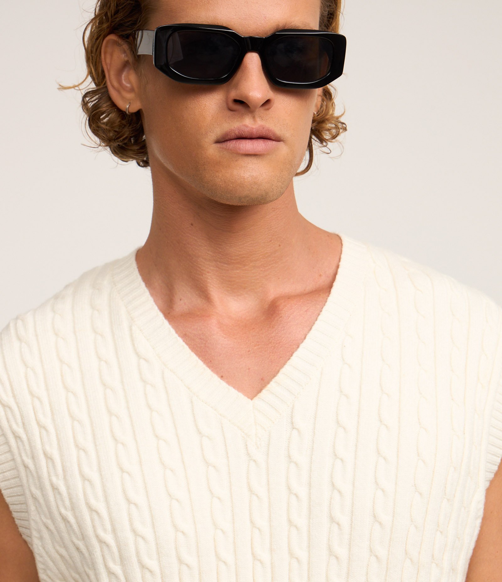 Colete em Viscose com Textura em Relevo Off White 3