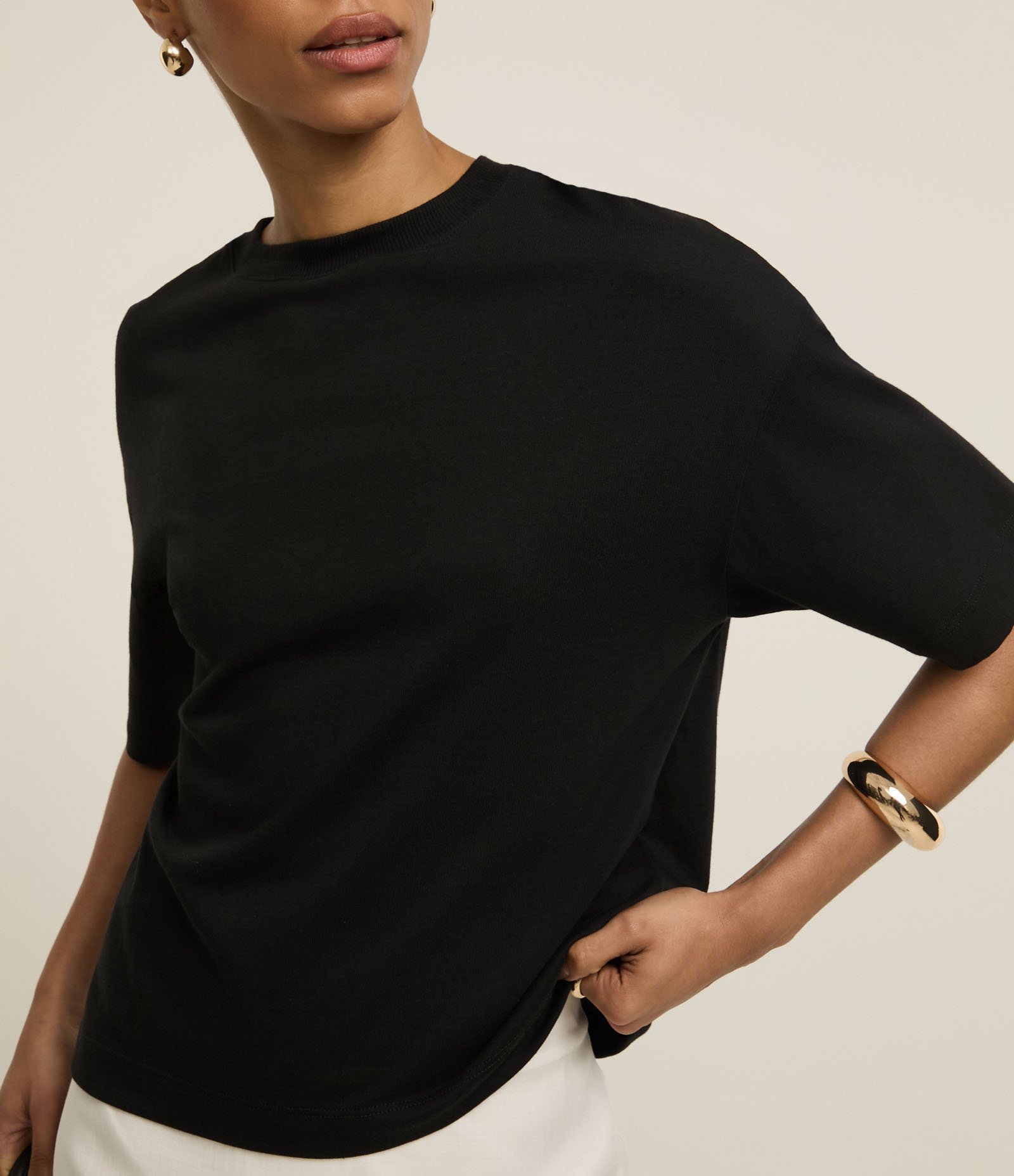 Blusa Oversized Básica em Malhão com Manga Curta Preto 3