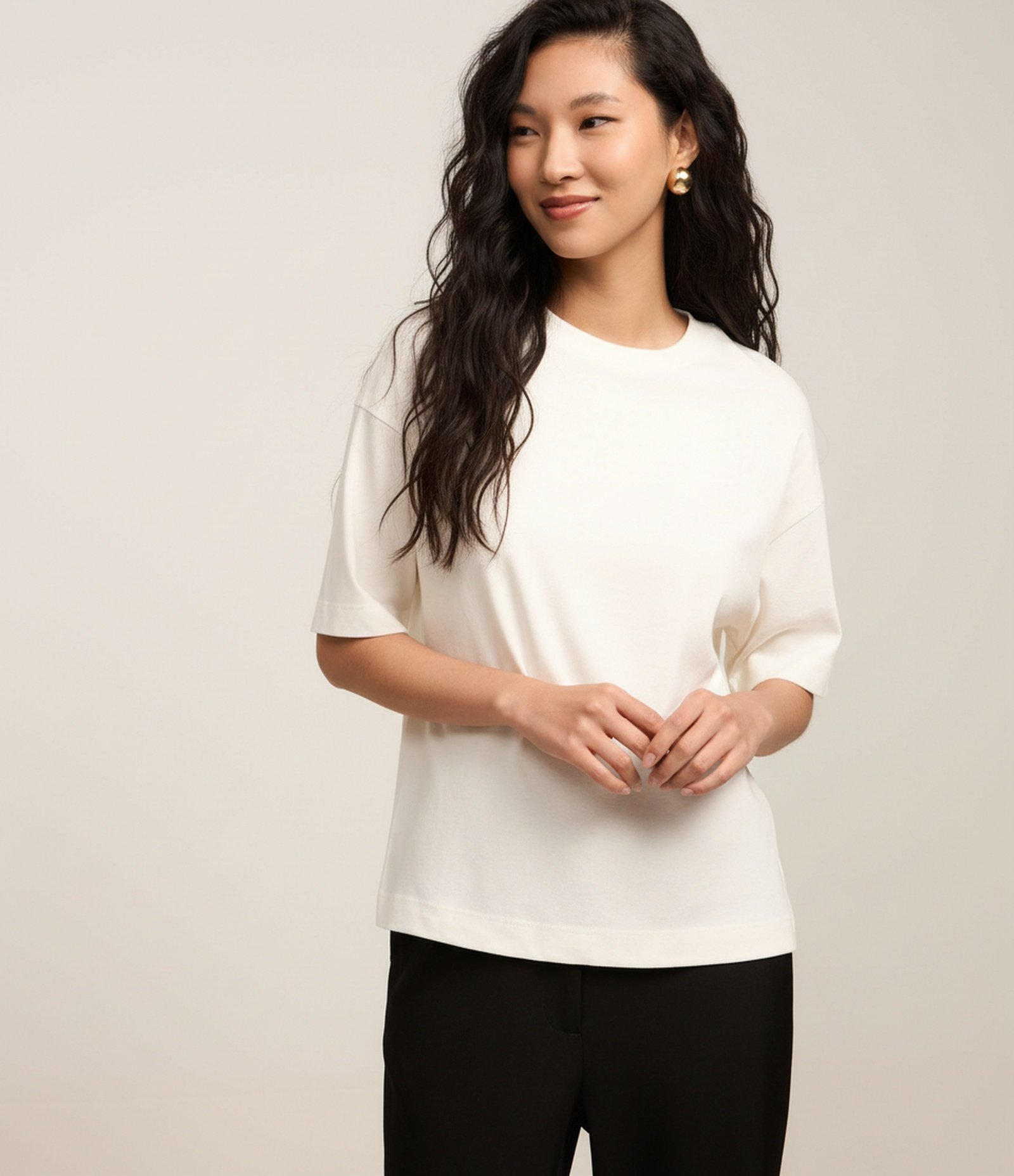 Blusa Oversized Básica em Malhão com Manga Curta Branco 4