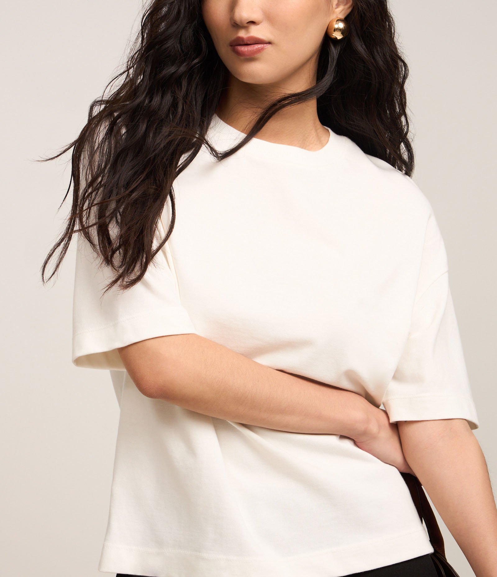 Blusa Oversized Básica em Malhão com Manga Curta Branco 5