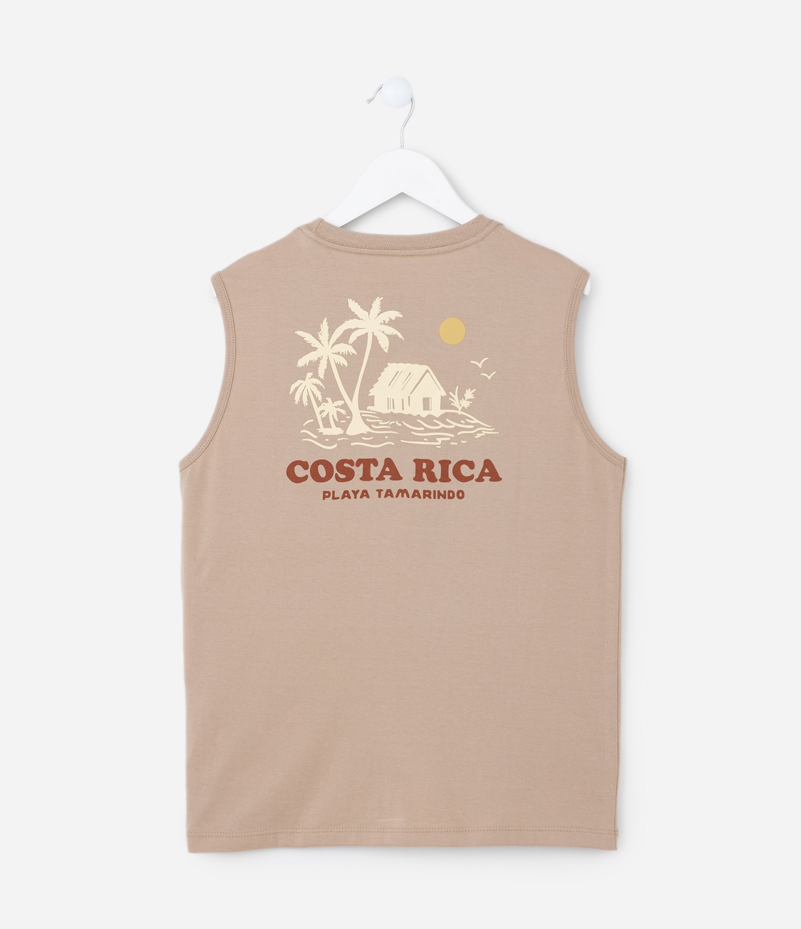 Regata Infantil com Lettering Frente e Verso Costa Rica - Tam 5 a 14 Anos Bege 2