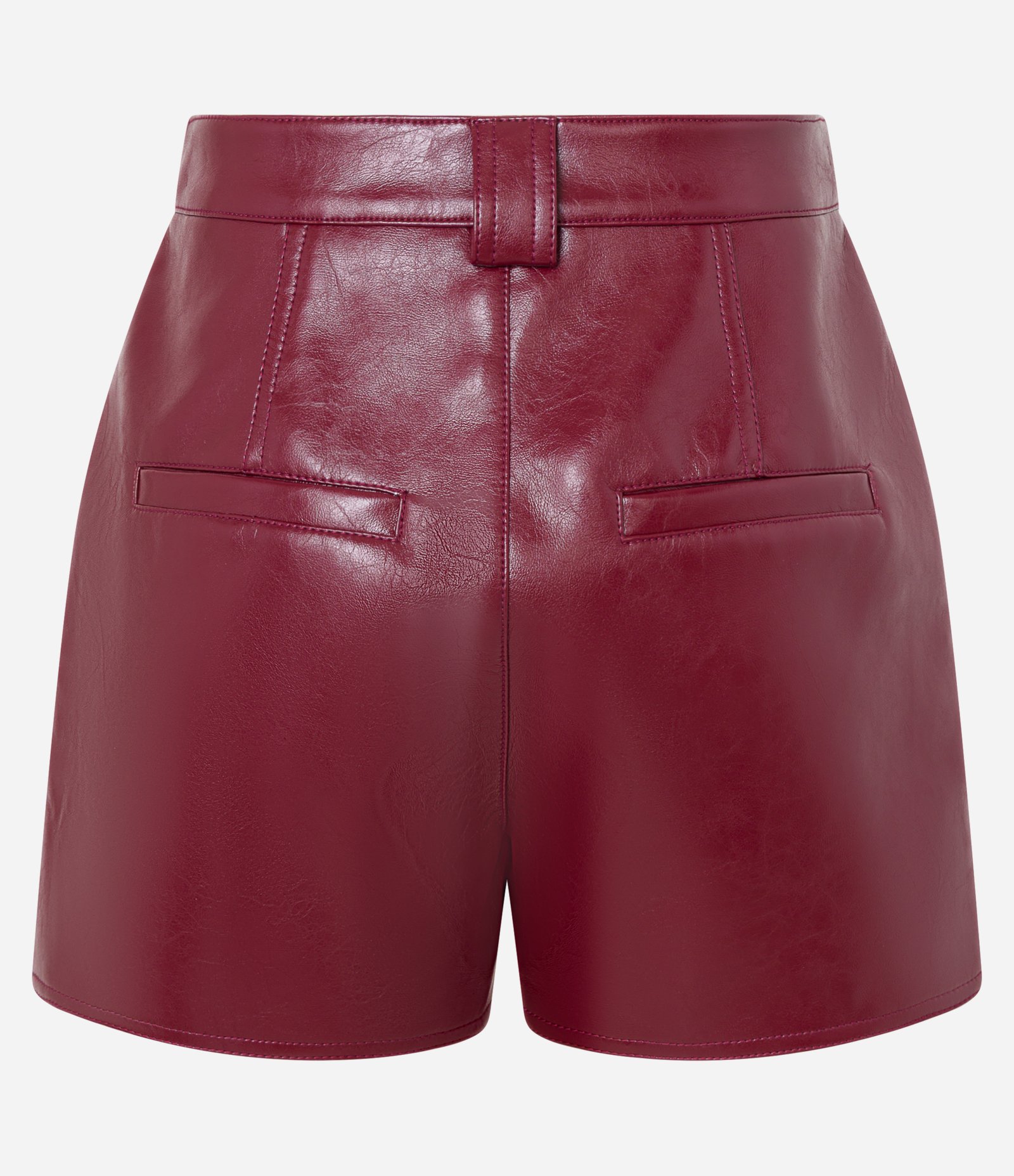 Short Saia Curto em PU com Bolsos Frontais Bordô 8