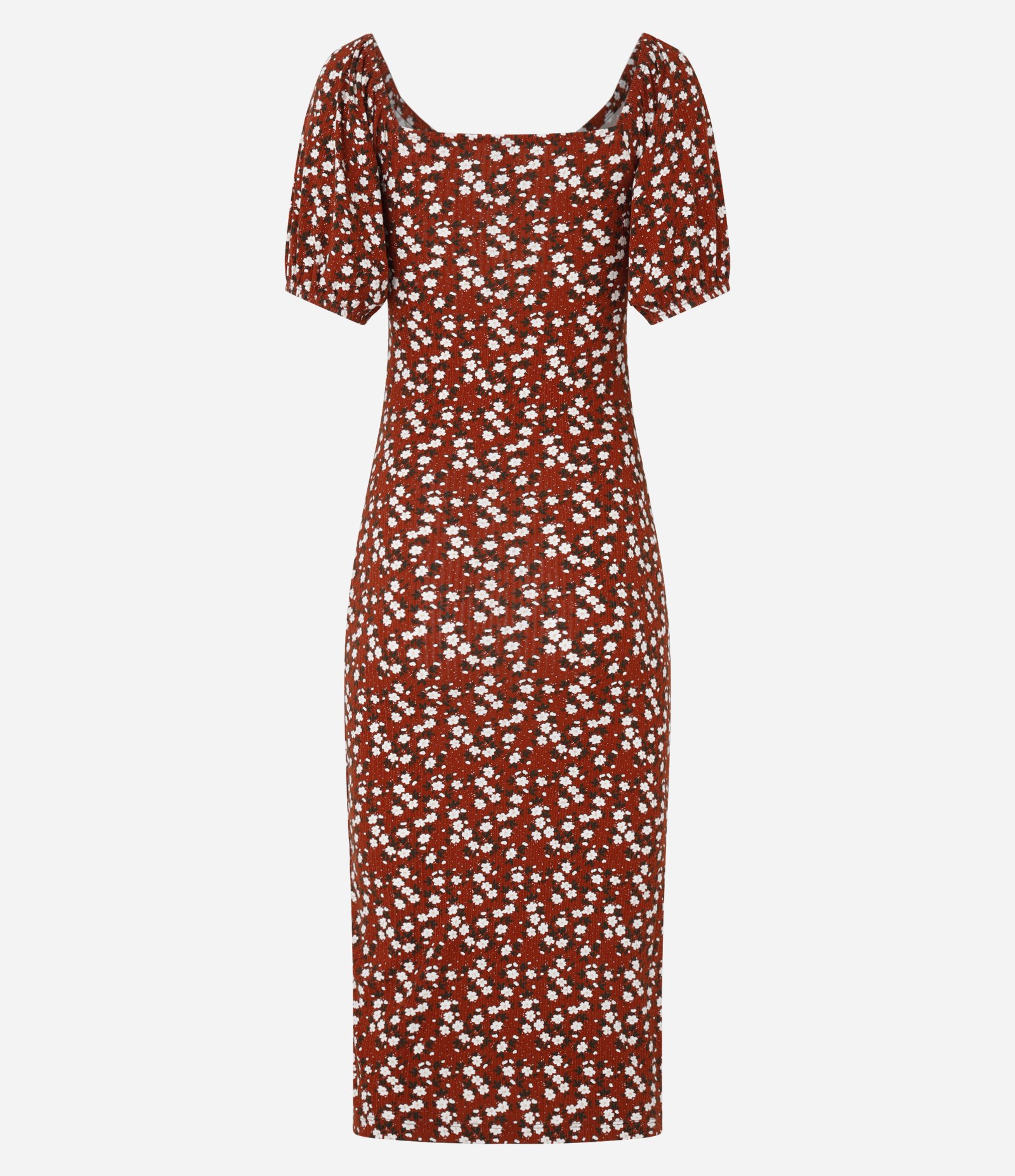 Vestido Midi com Decote Coração Franzido e Estampa Floral Vermelho 6